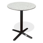 Paris Prix Table de Jardin Ronde en Terrazzo  Bistro  60cm Blanc