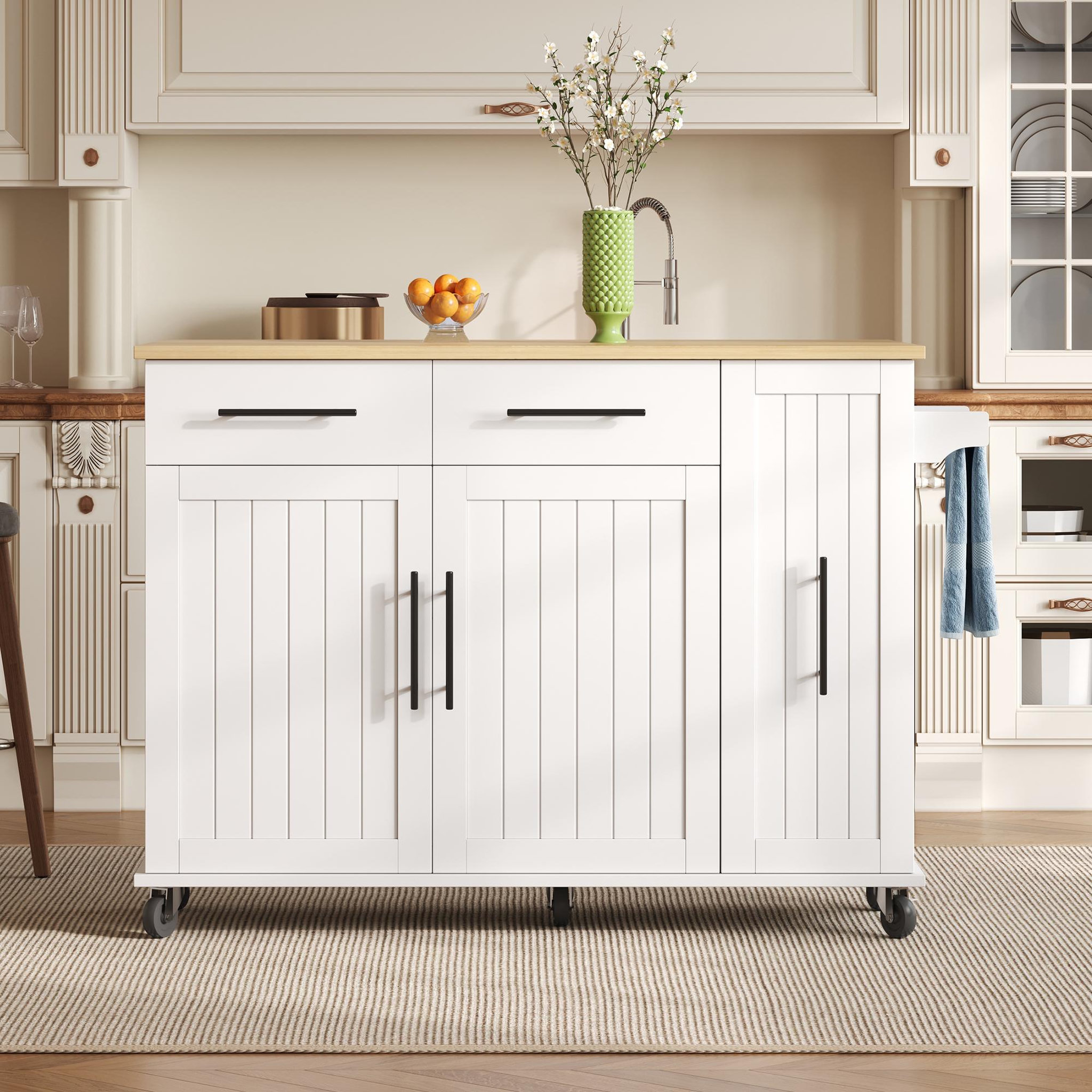 Voir la diapositive 4 : MERAX Desserte 2 portes 2 tiroirs coloris blanc mdf