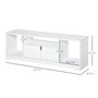 Voir la diapositive 3 : HOMCOM Meuble TV banc TV design contemporain - 3 niches, placard double porte - dim. 120L x 30l x 41H cm - panneaux particules blanc