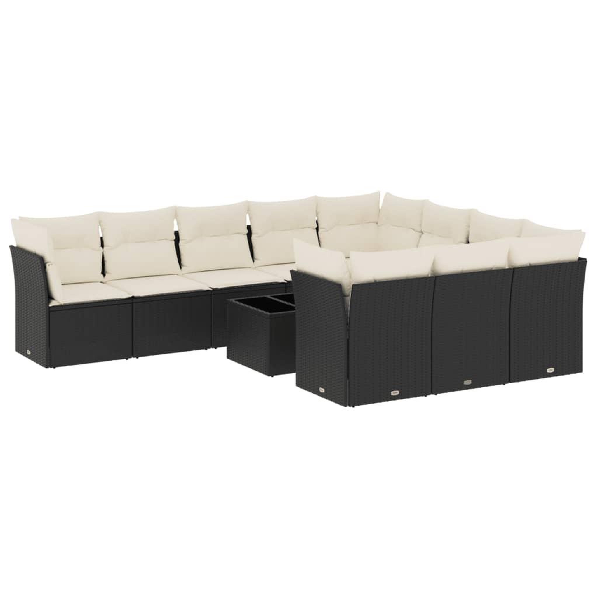 Voir la diapositive 2 : VIDAXL Salon de jardin 11 pcs avec coussins noir resine tressee