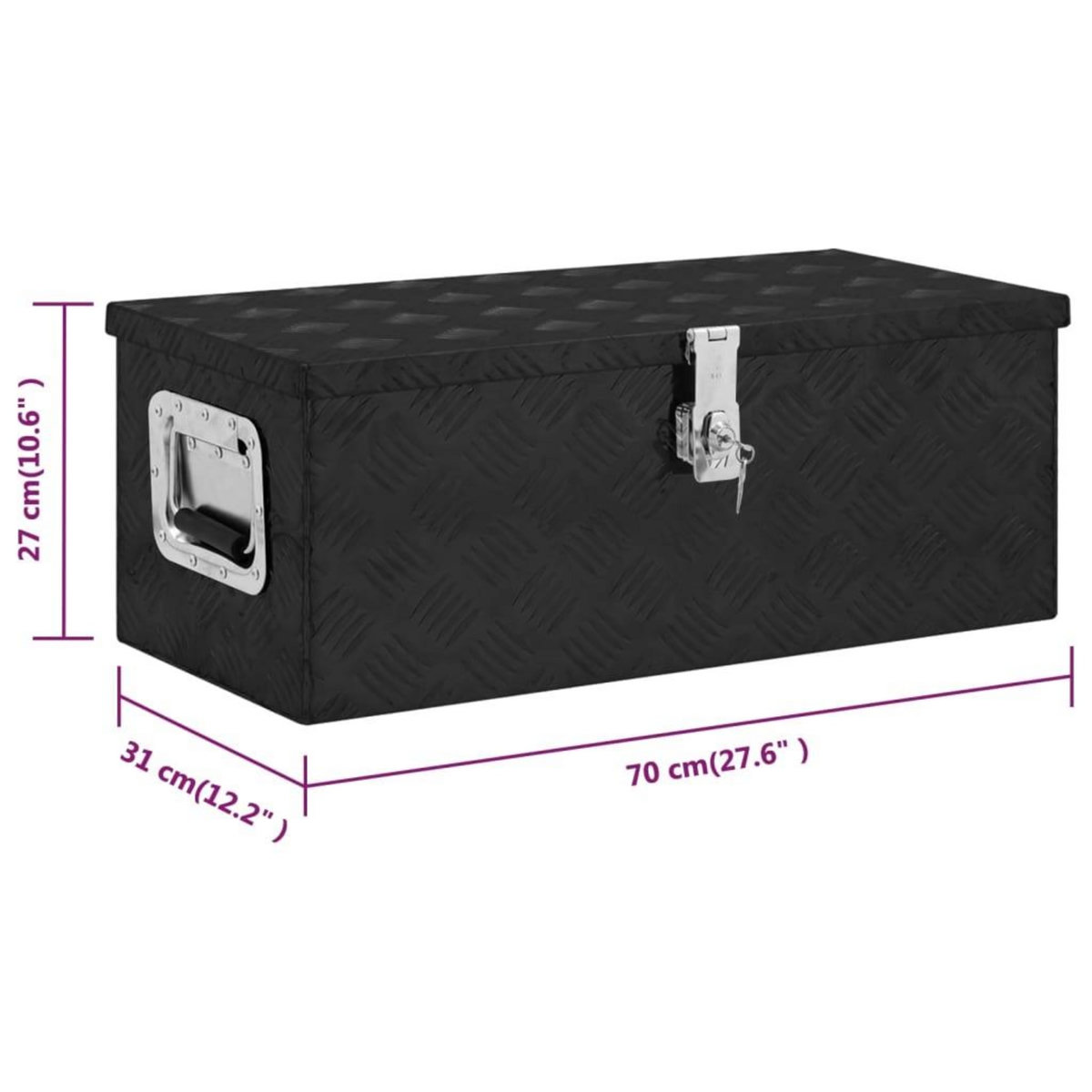 VIDAXL Boîte de rangement Noir 70x31x27 cm Aluminium