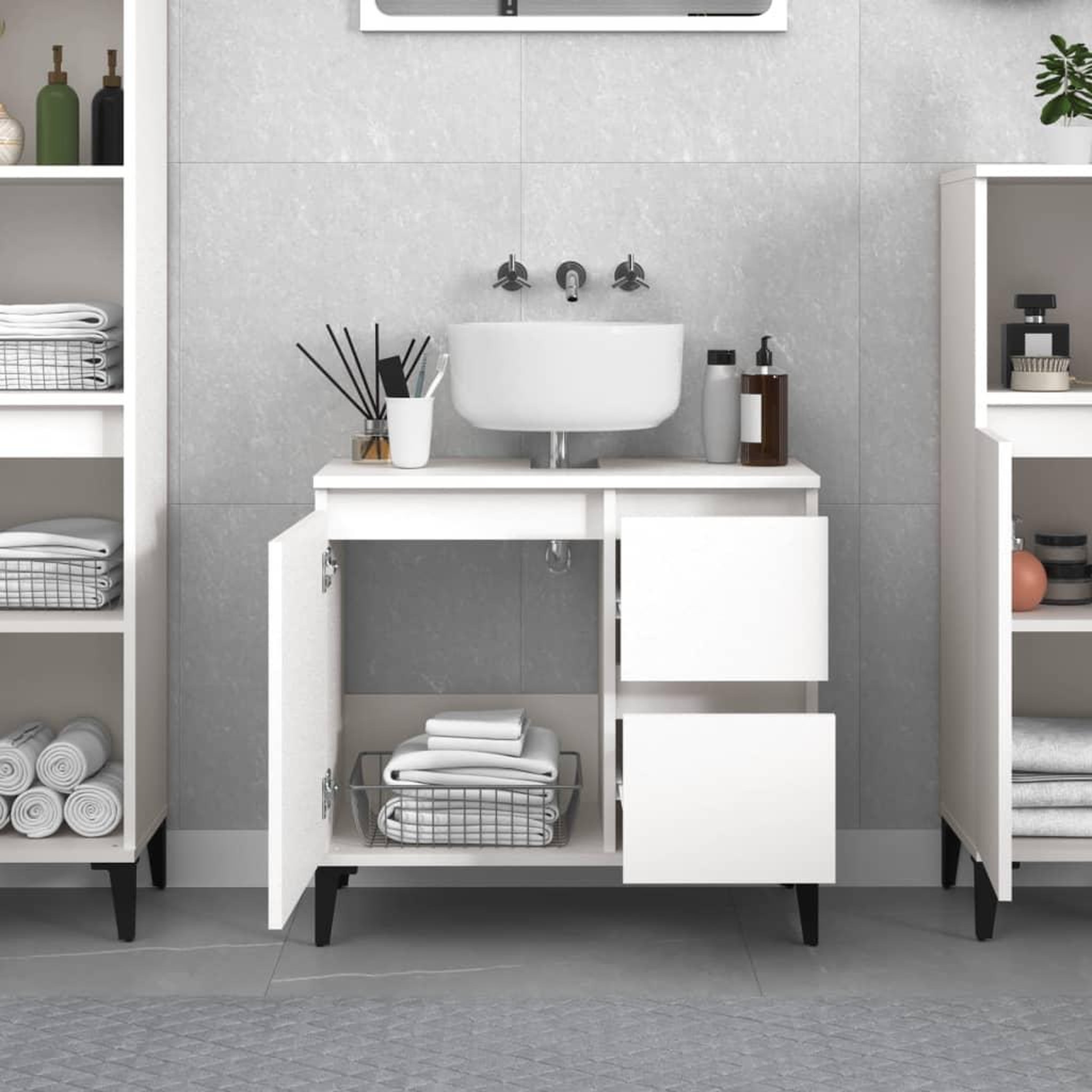 Voir la diapositive 3 : VIDAXL Armoire de salle de bain blanc 65x33x60 cm bois d'ingenierie