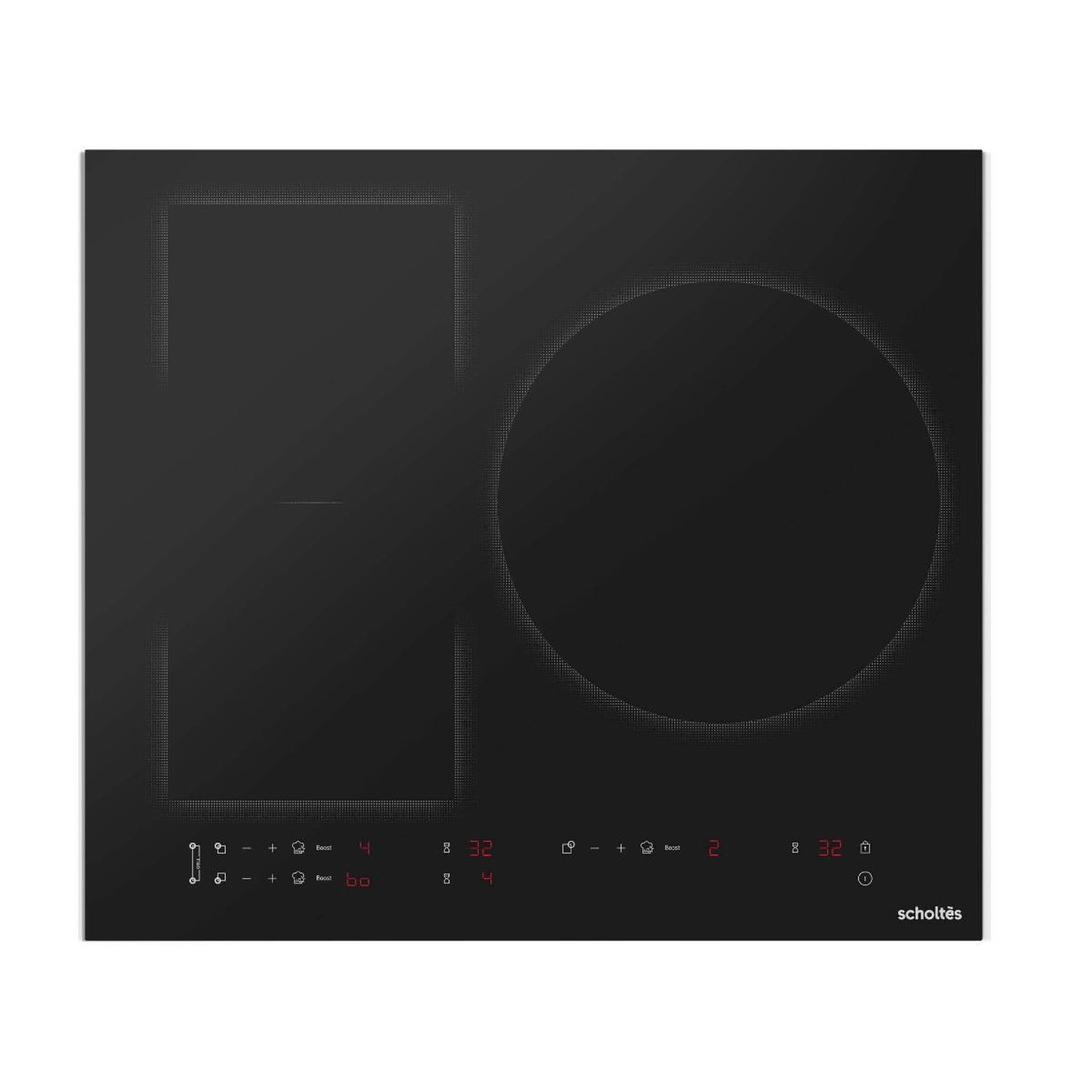 Voir la diapositive 1 : Scholtes Table de cuissson à induction 60cm 3 feux 7400w noir - SOTF1632B