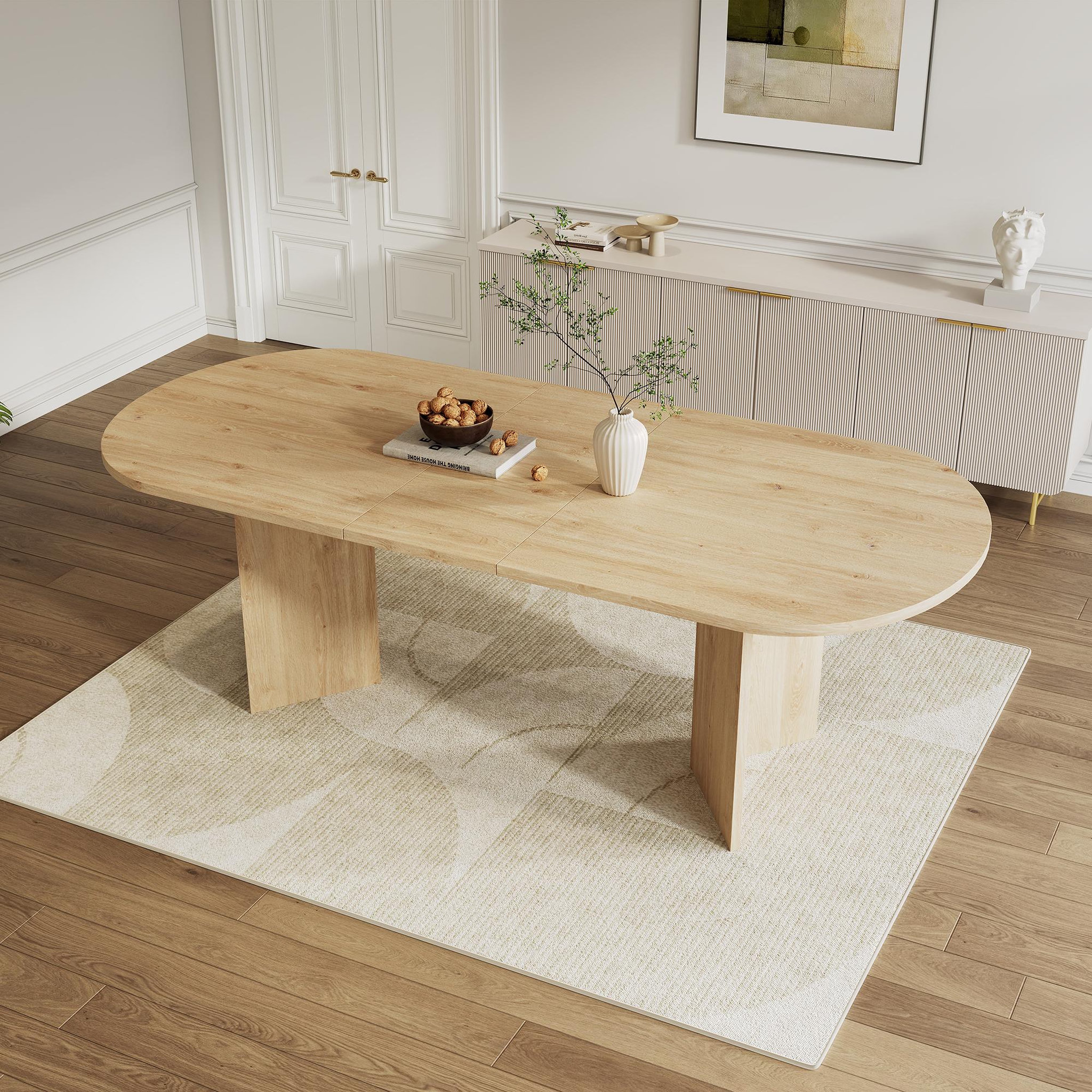 Voir la diapositive 4 : MERAX Table à manger extensible 160/200x90 cm pour 6-8 personnes avec plateau épais