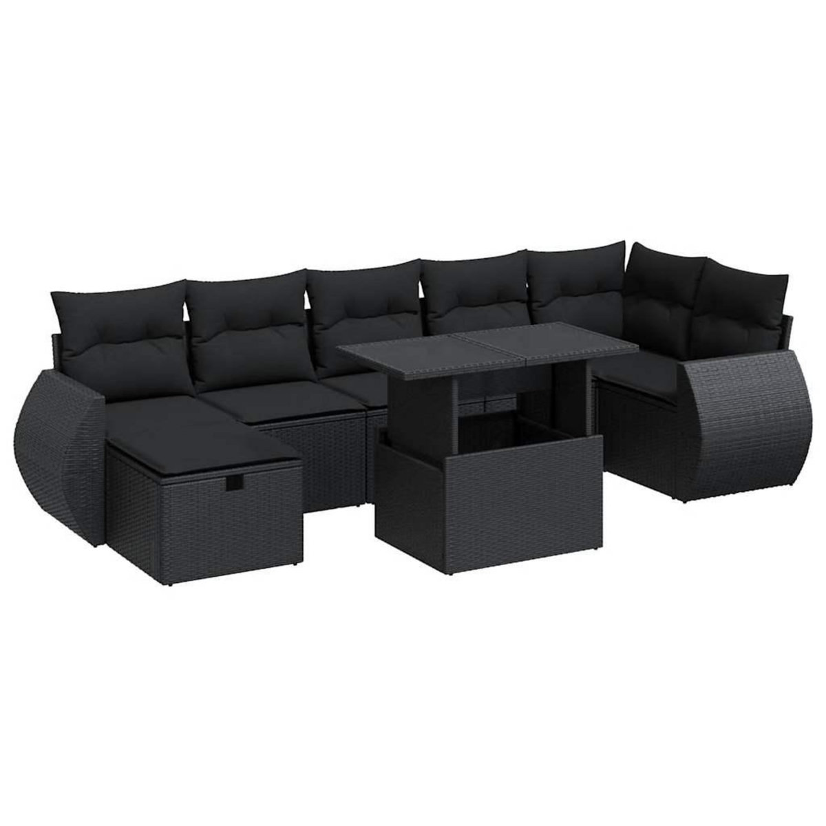 VIDAXL Salon de jardin 8 pcs avec coussins noir resine tressee