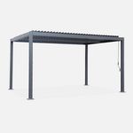 SWEEEK Pergola bioclimatique aluminium et acier lames orientables 4x3m Palace. Coloris disponibles : Blanc, Noir, Gris, Beige