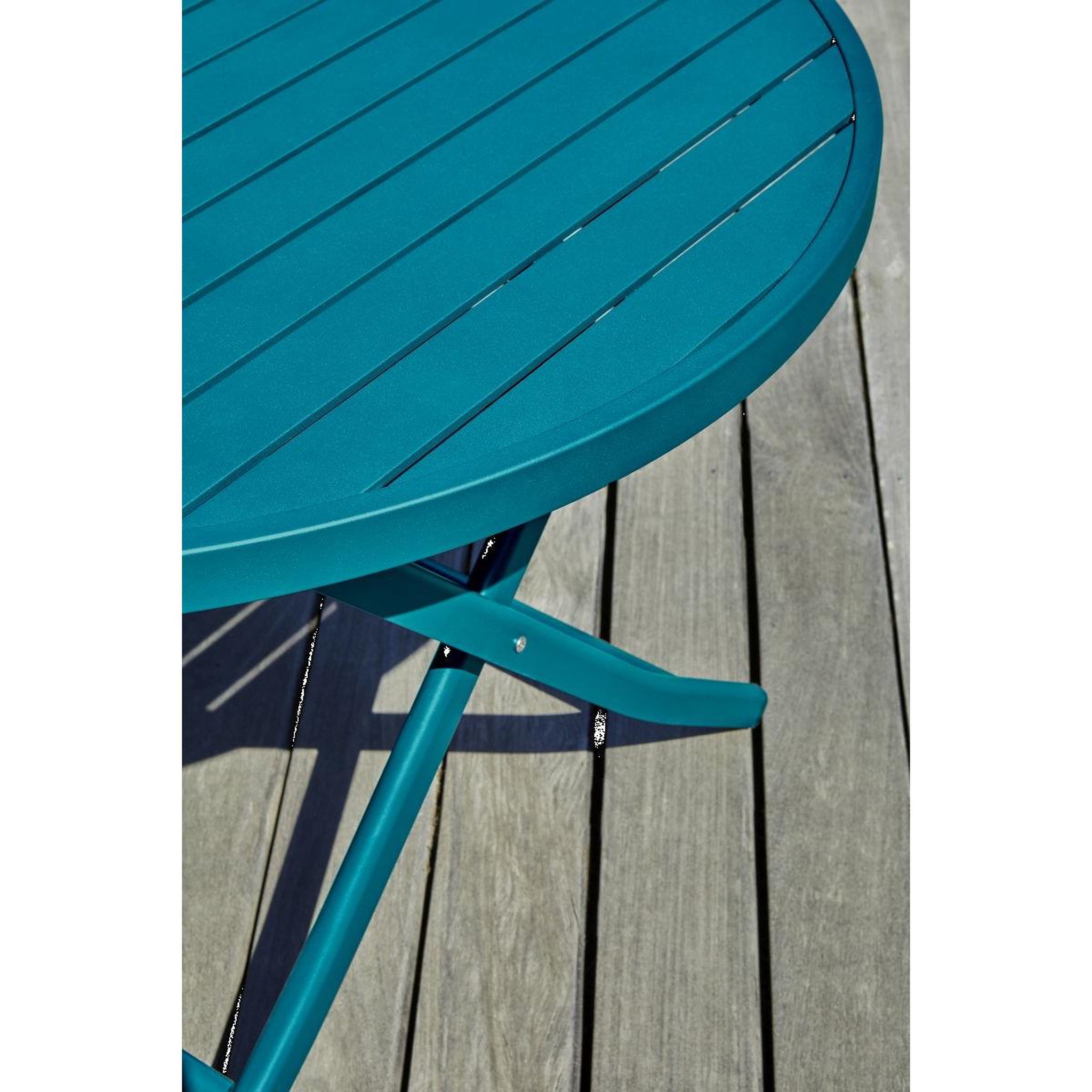Voir la diapositive 3 : Paris Prix Ensemble table de jardin pliante & 4 chaises  marius  110cm bleu canard