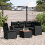 VIDAXL Salon de jardin 6 pcs avec coussins noir resine tressee