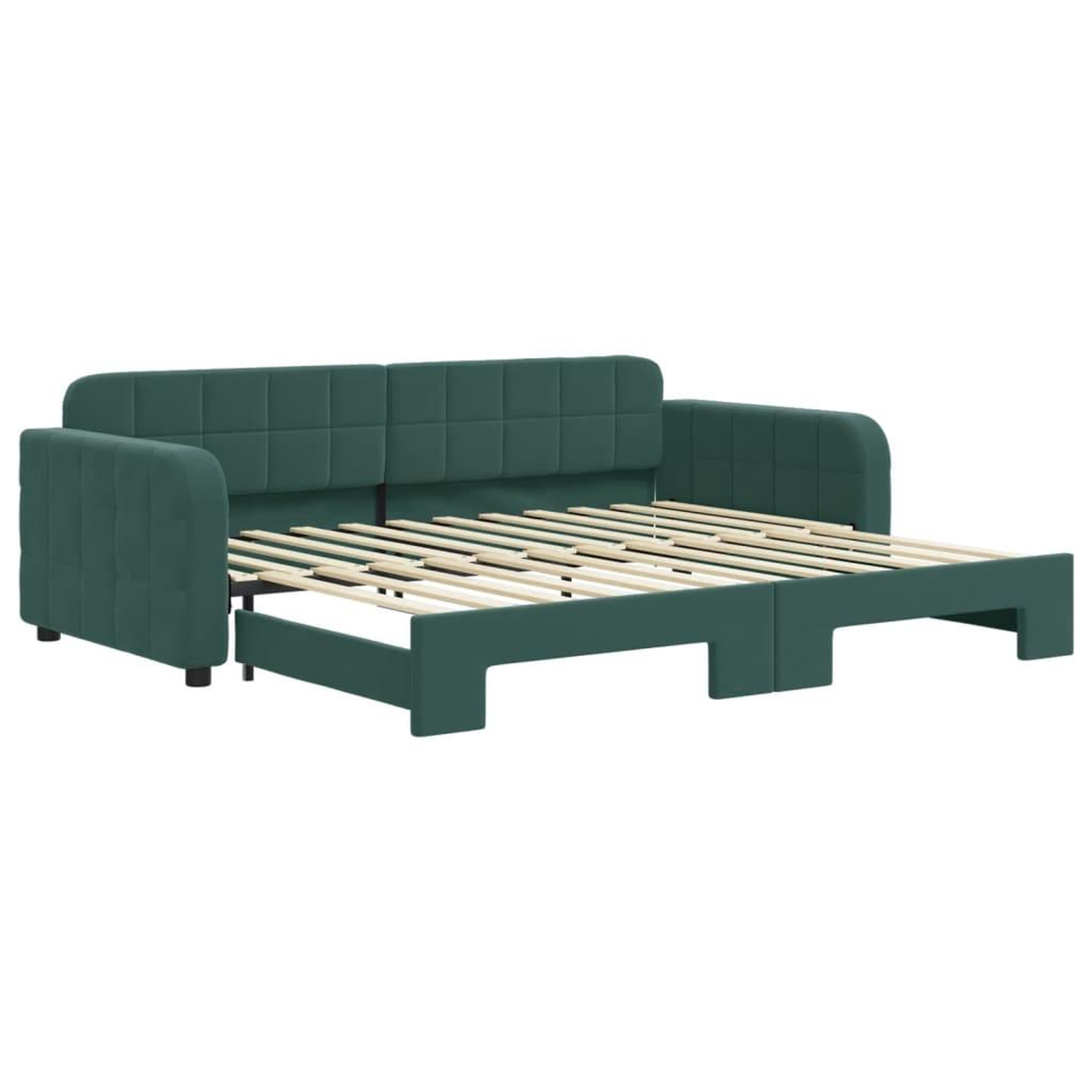 Voir la diapositive 2 : VIDAXL Lit de jour avec gigogne sans matelas vert fonce 90x200 cm