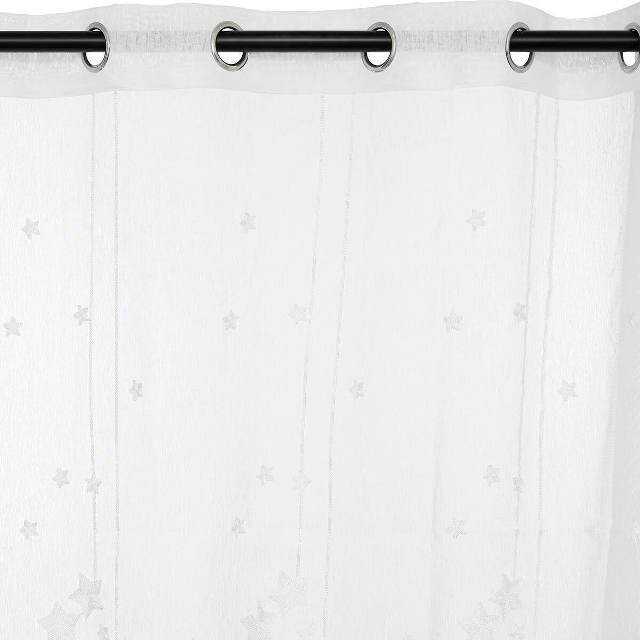Voir la diapositive 1 : Atmosphera Kids Rideau voilage enfant  étoiles  140x240cm blanc