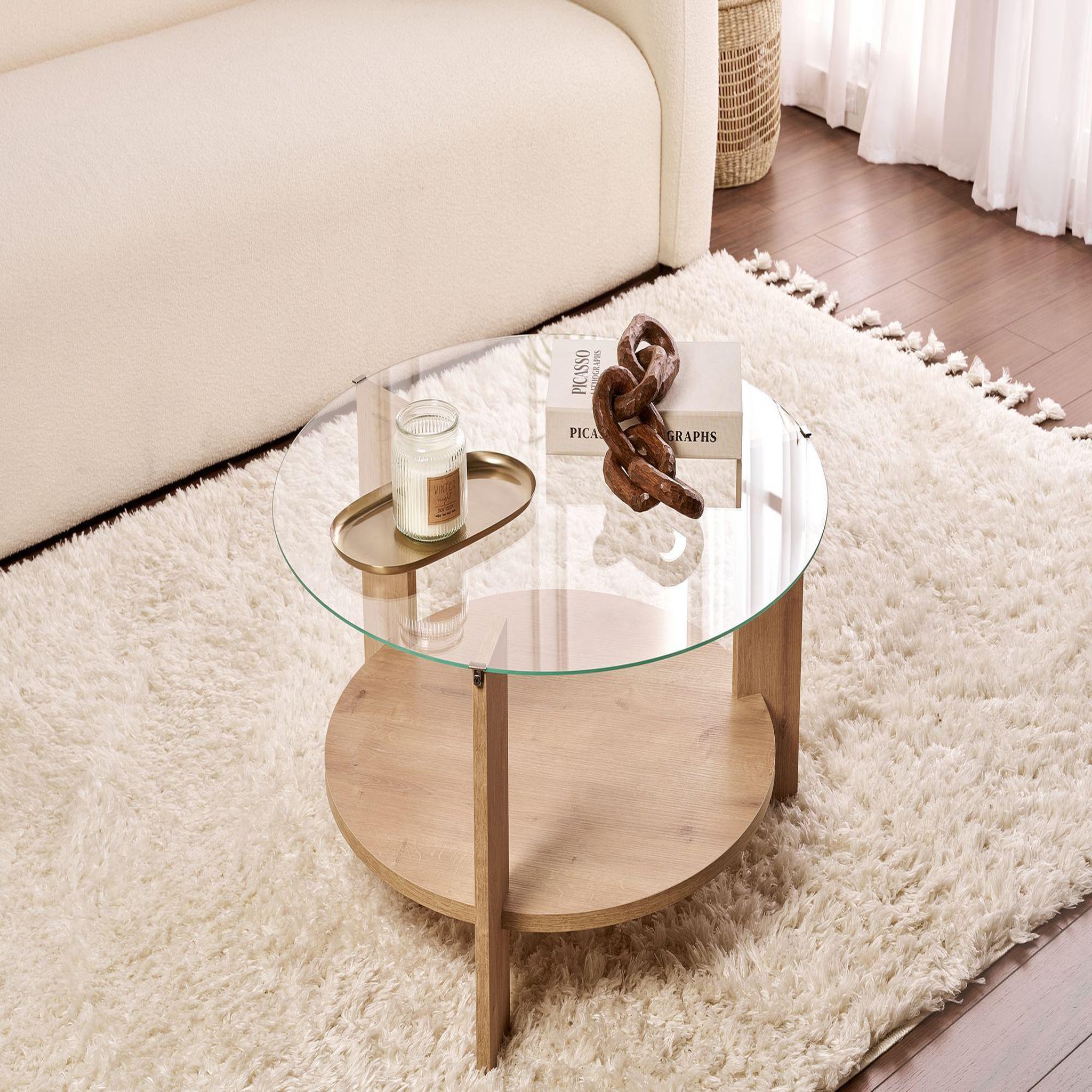 Voir la diapositive 2 : Habitat et Jardin Table basse en bois  clara  - 75 x 75 x 40 cm - chêne saphirtransparent