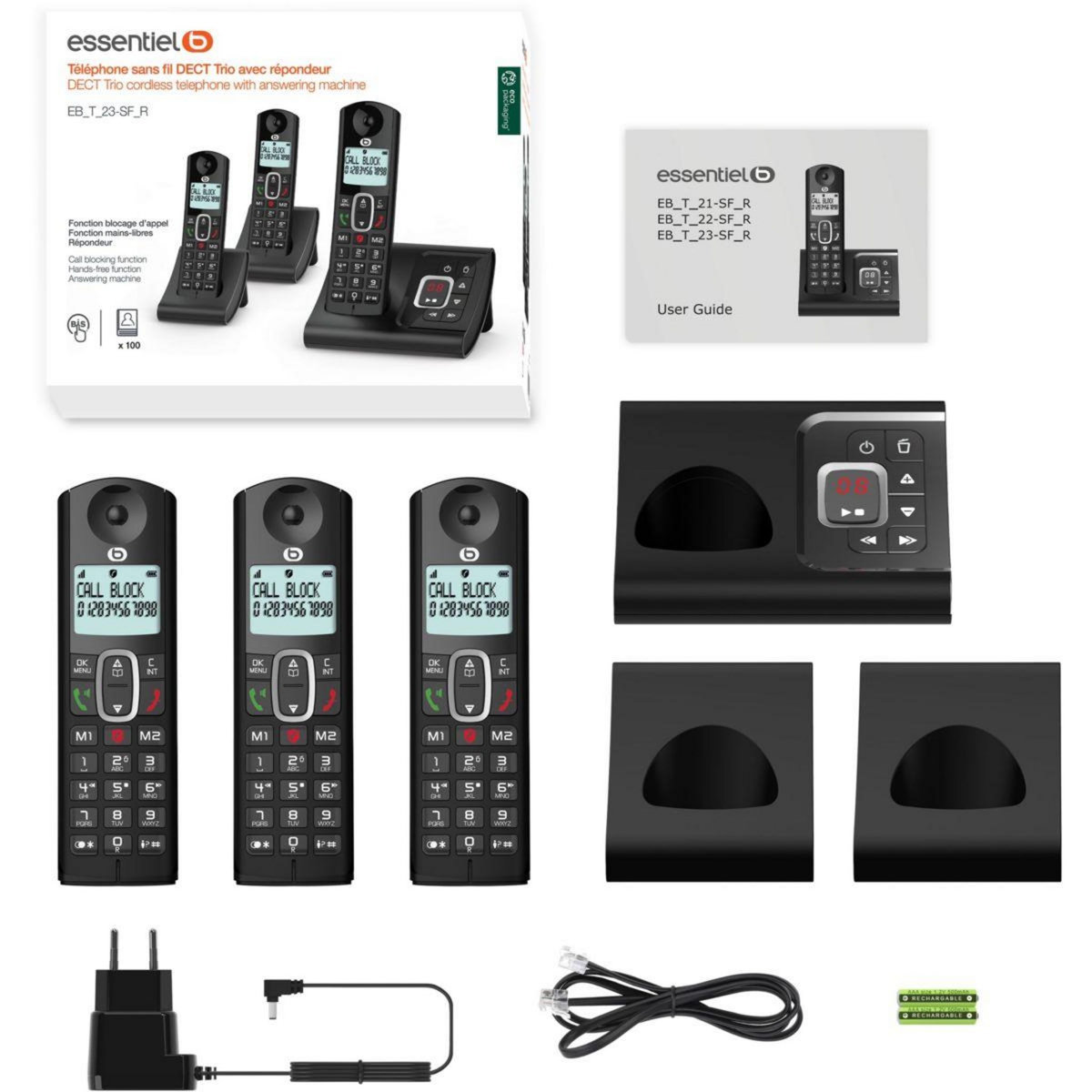 ESSENTIEL B Téléphone sans fil Tribu trio-R V3