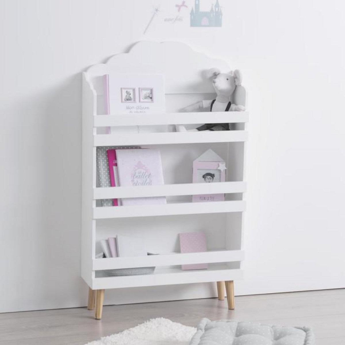 Atmosphera Kids Bibliothèque 3 Niveaux  Nuage  100cm Blanc