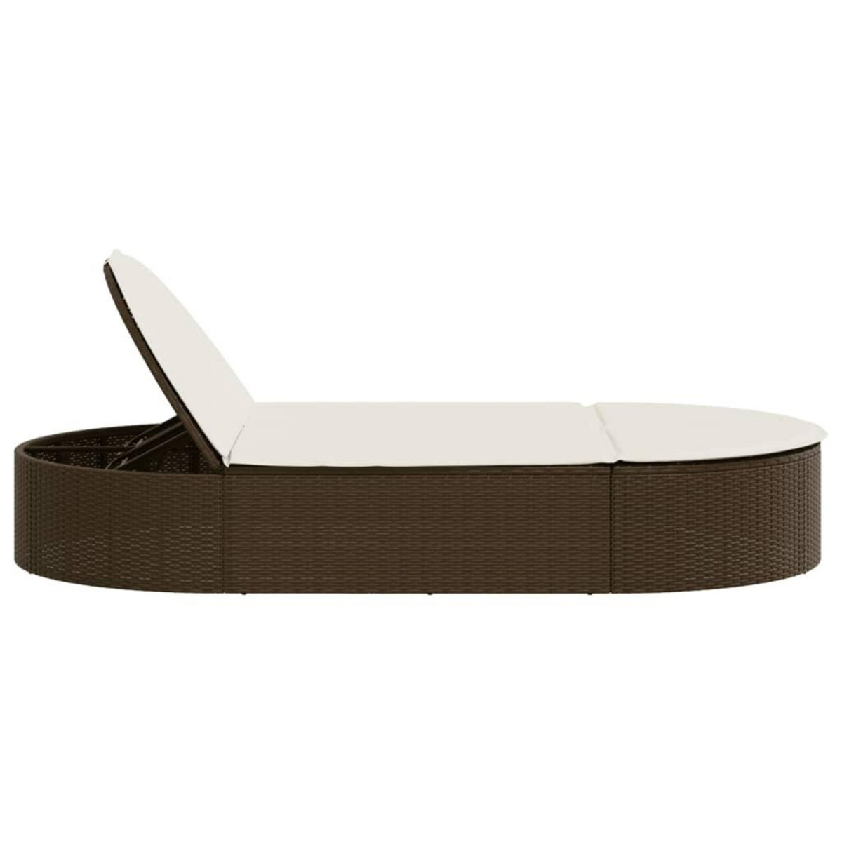 VIDAXL Chaise longue double avec coussins marron resine tressee