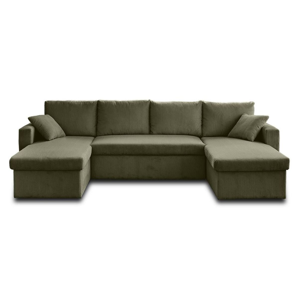 BEST MOBILIER Cyrus - canapé panoramique en u - 7 places - convertible avec coffre - en velours côtelé