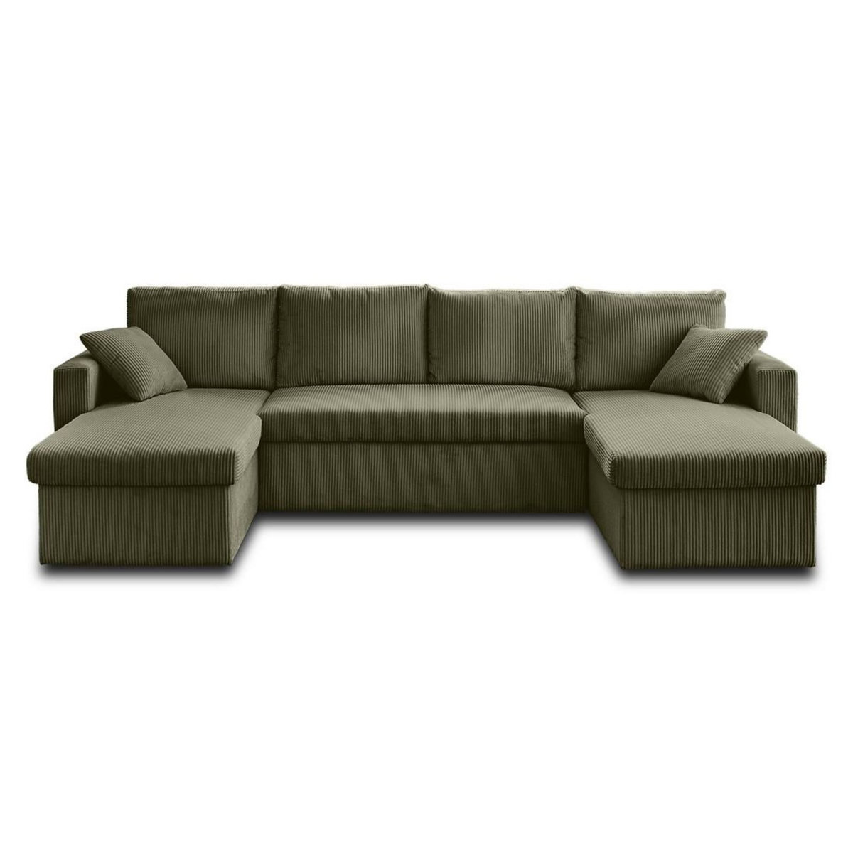 BEST MOBILIER Cyrus - canapé panoramique en u - 7 places - convertible avec coffre - en velours côtelé