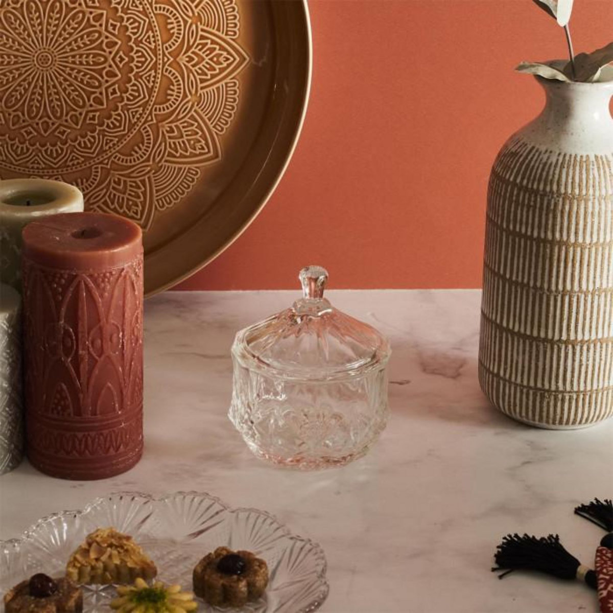 Paris Prix Bonbonnière en Verre  Ciselée  11cm Transparent