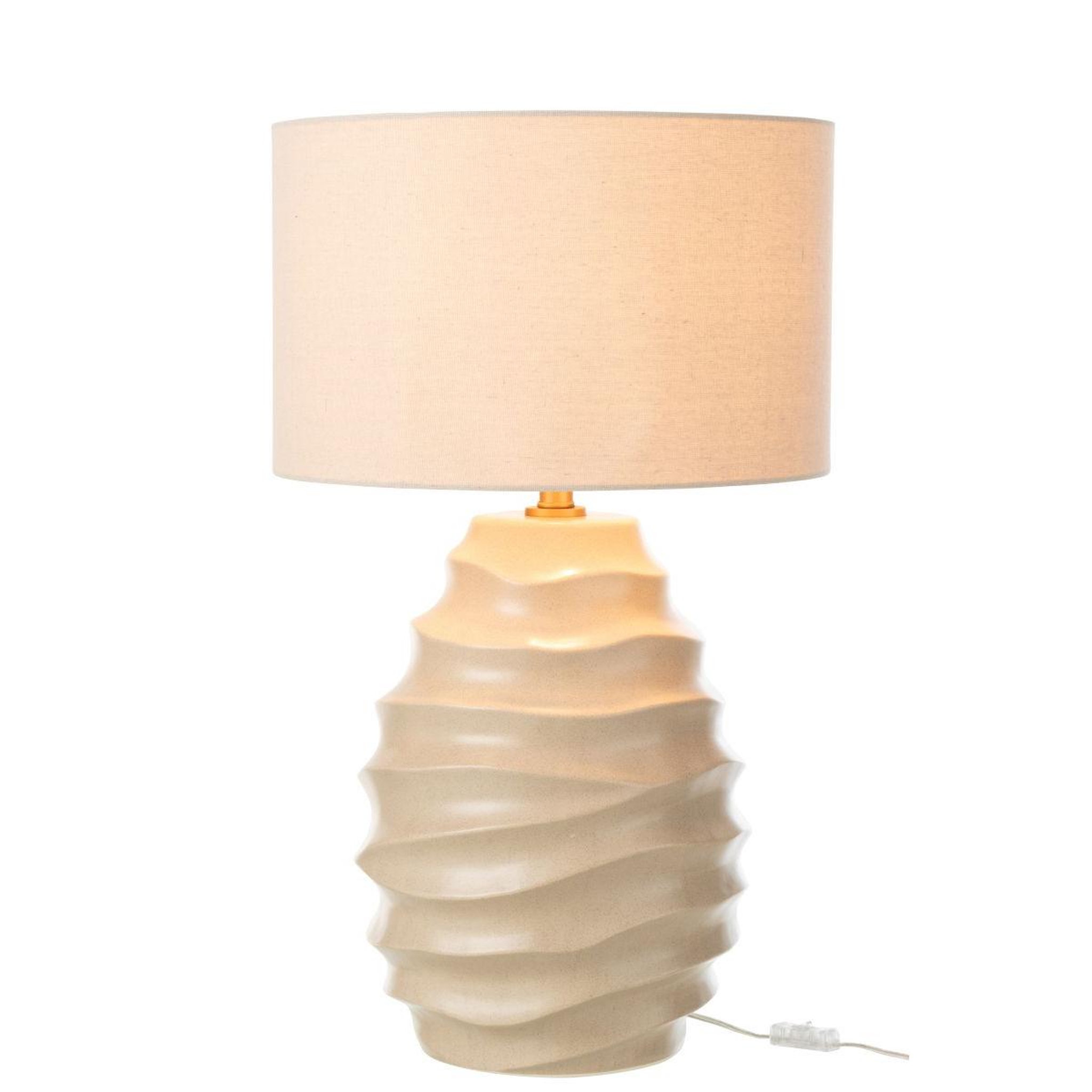 Voir la diapositive 2 : J-LINE Lampe à poser en céramique  vague  68cm beige