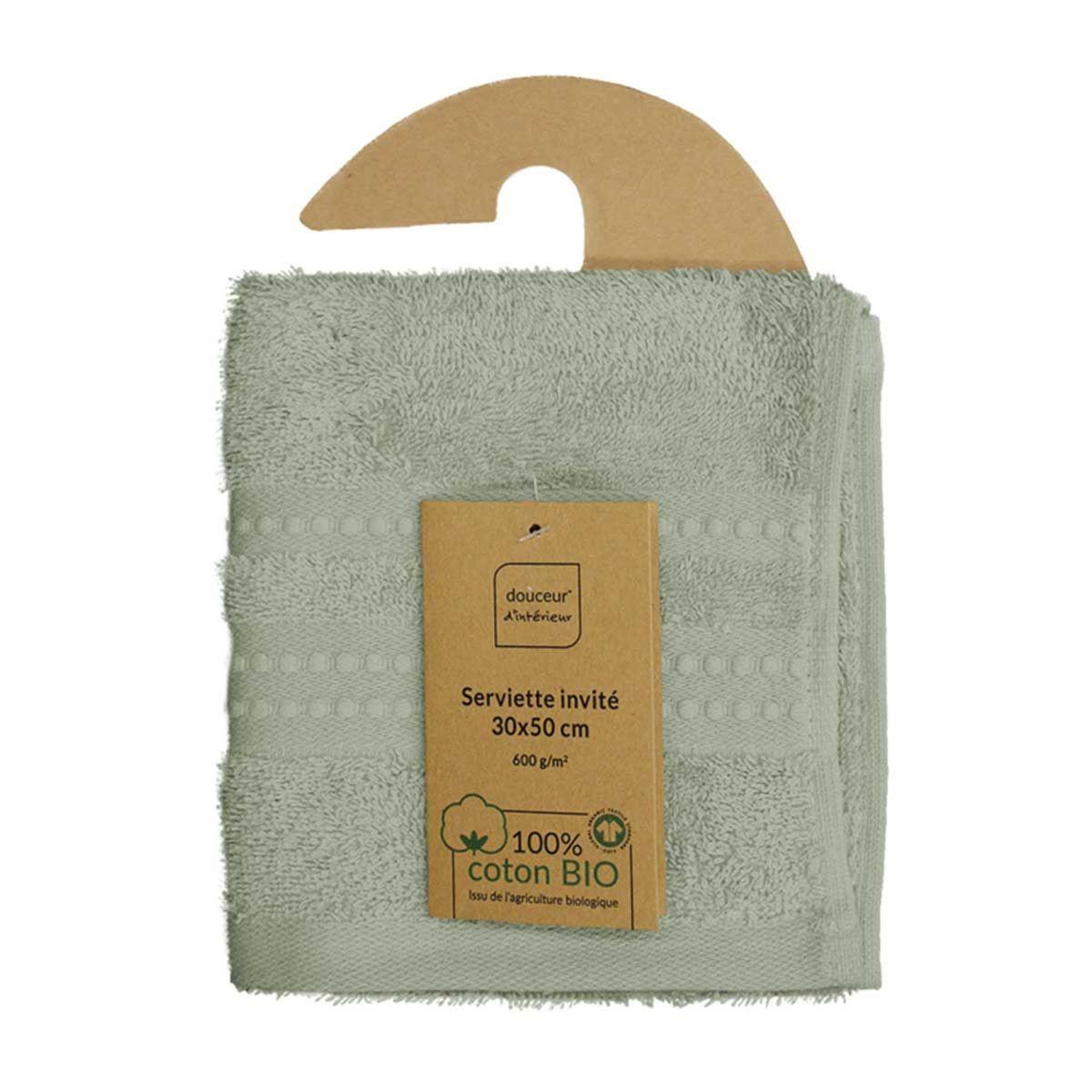 Voir la diapositive 6 : Douceur d'Intérieur Serviette d'invité  excellence  30x50cm vert sauge