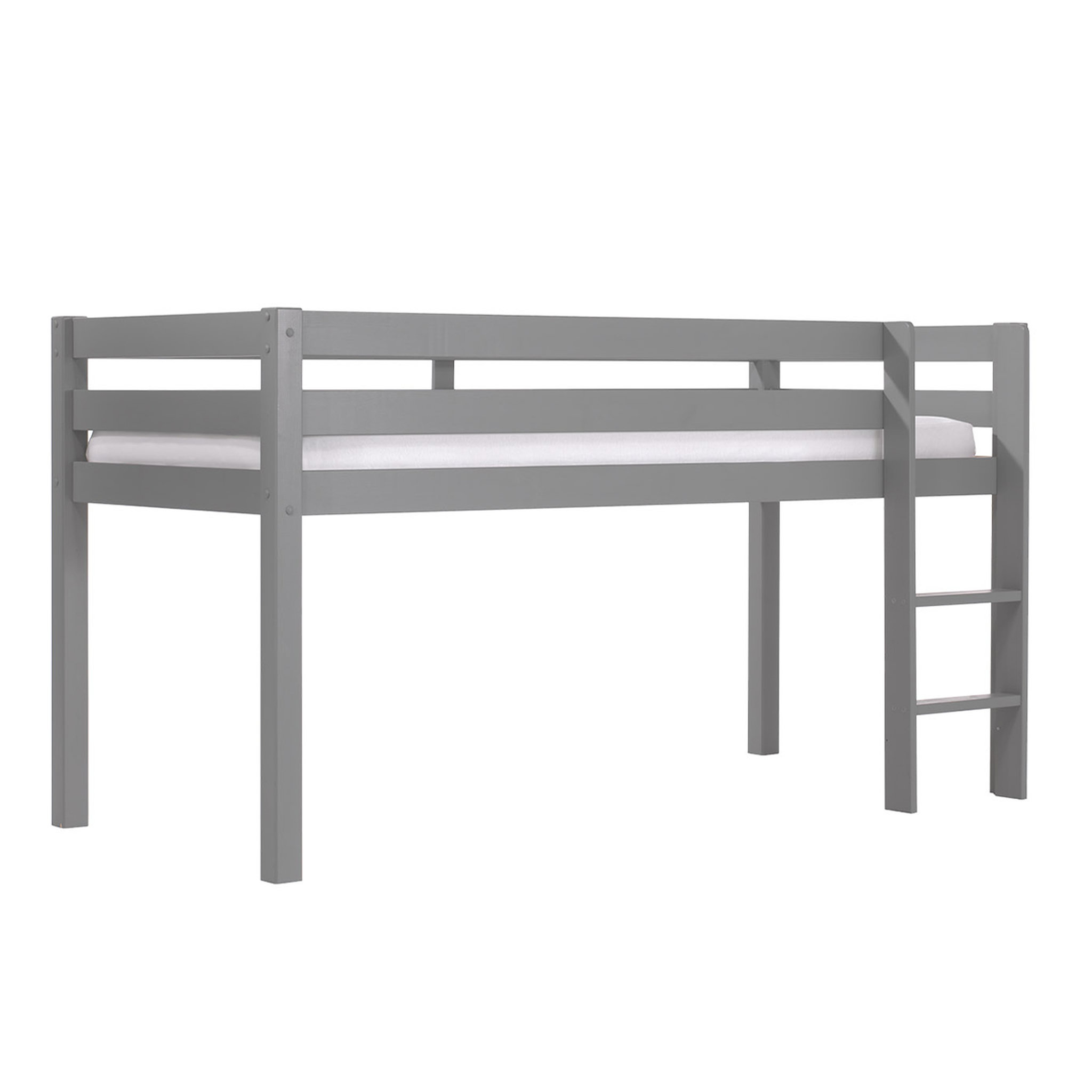 Voir la diapositive 2 : Vipack Lit Mi-Hauteur 90x200 Sommier Inclus Pino - Gris