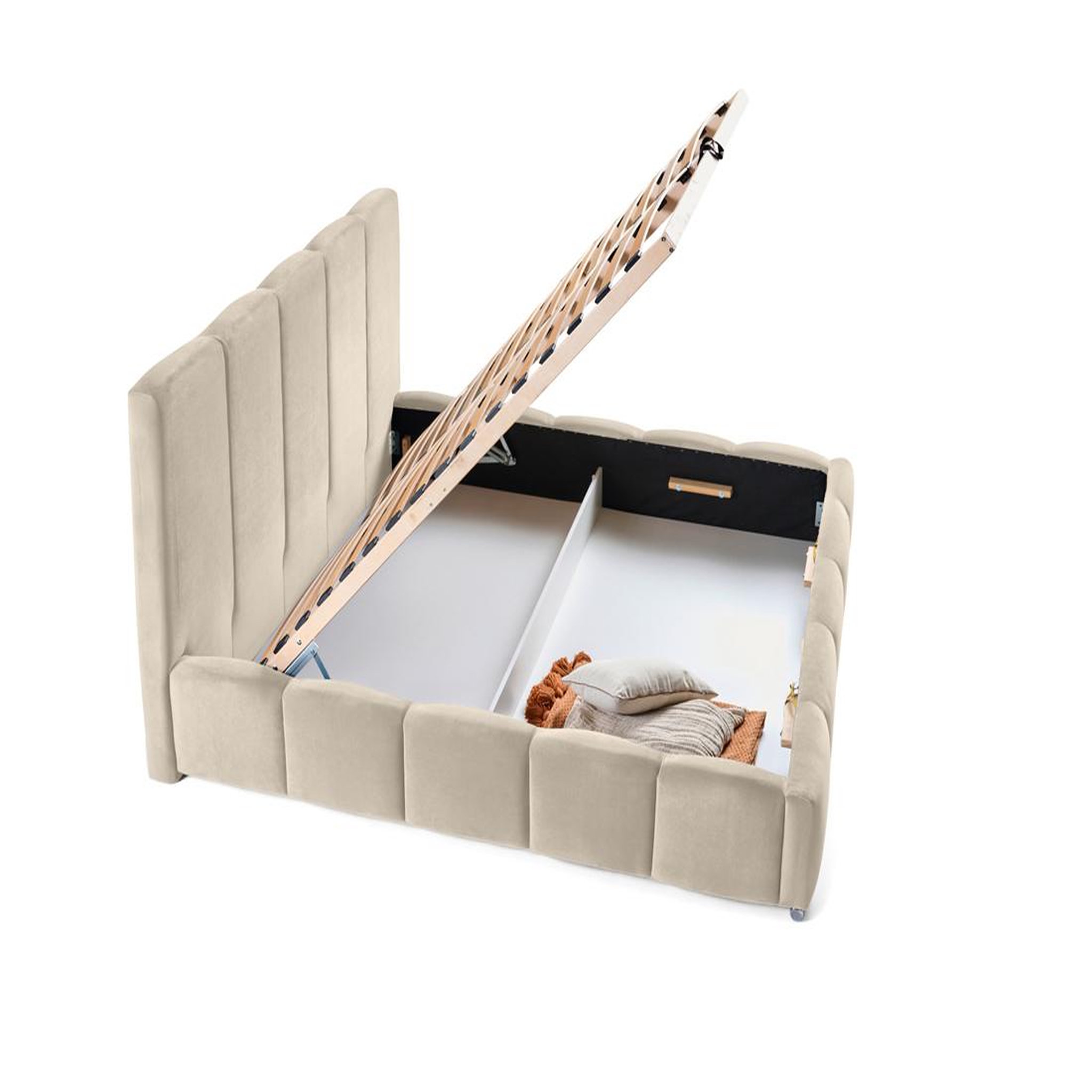 Voir la diapositive 3 : BEST MOBILIER Torreon - lit coffre - 140x200 - sommier inclus - en velours