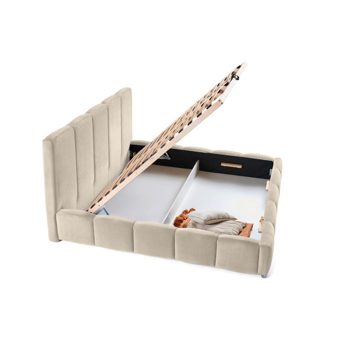 BEST MOBILIER Torreon - lit coffre - 140x200 - sommier inclus - en velours