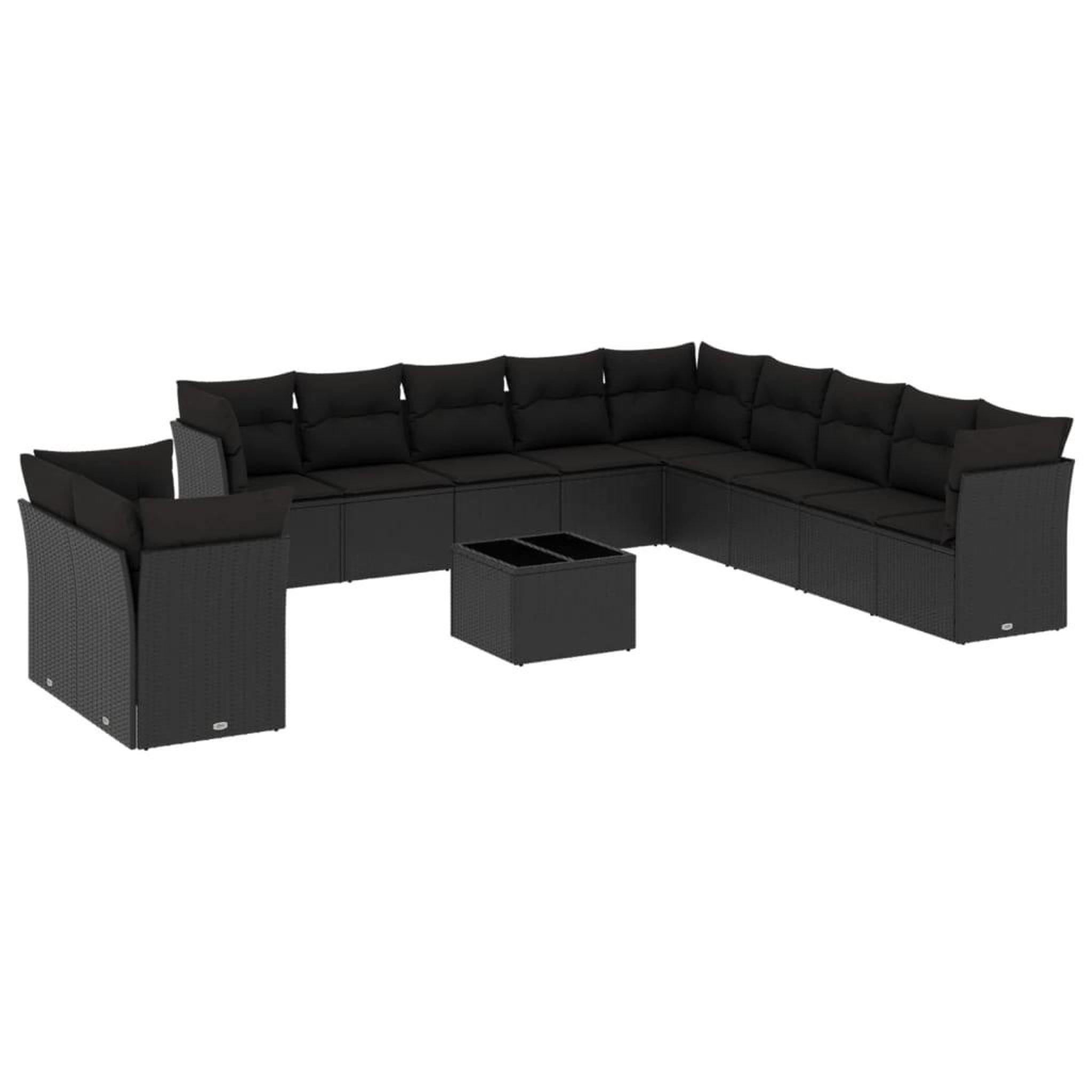 Voir la diapositive 2 : VIDAXL Salon de jardin 12 pcs avec coussins noir resine tressee