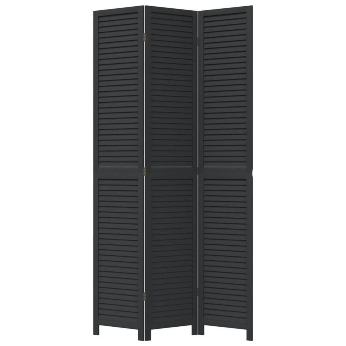 VIDAXL Cloison de separation 3 panneaux noir bois de paulownia massif