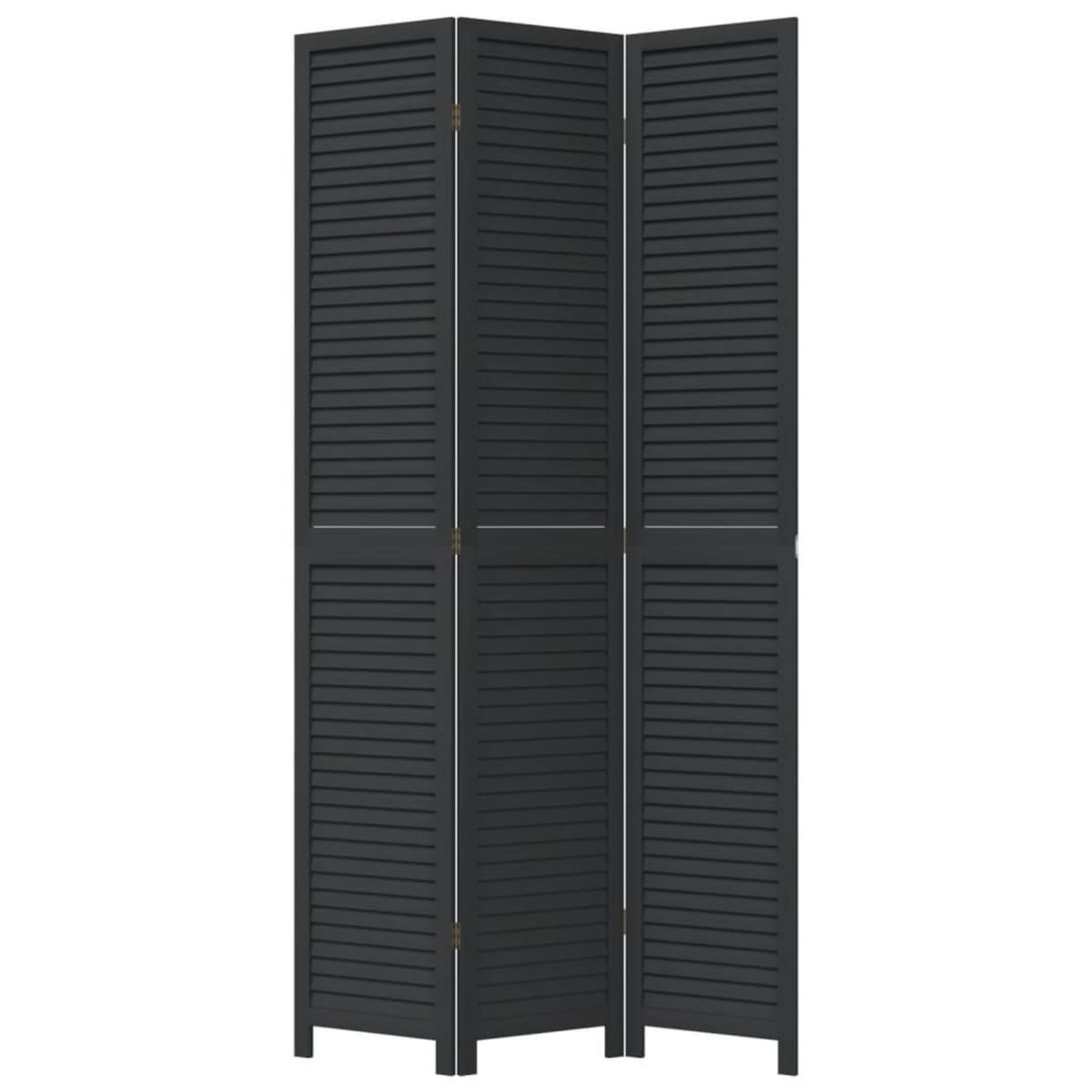VIDAXL Cloison de separation 3 panneaux noir bois de paulownia massif