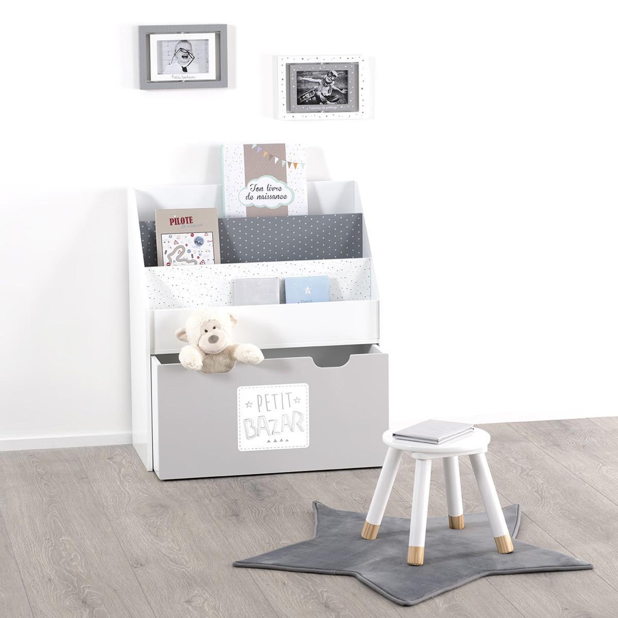 Voir la diapositive 4 : Atmosphera Kids Bibliothèque enfant  boy  70cm gris