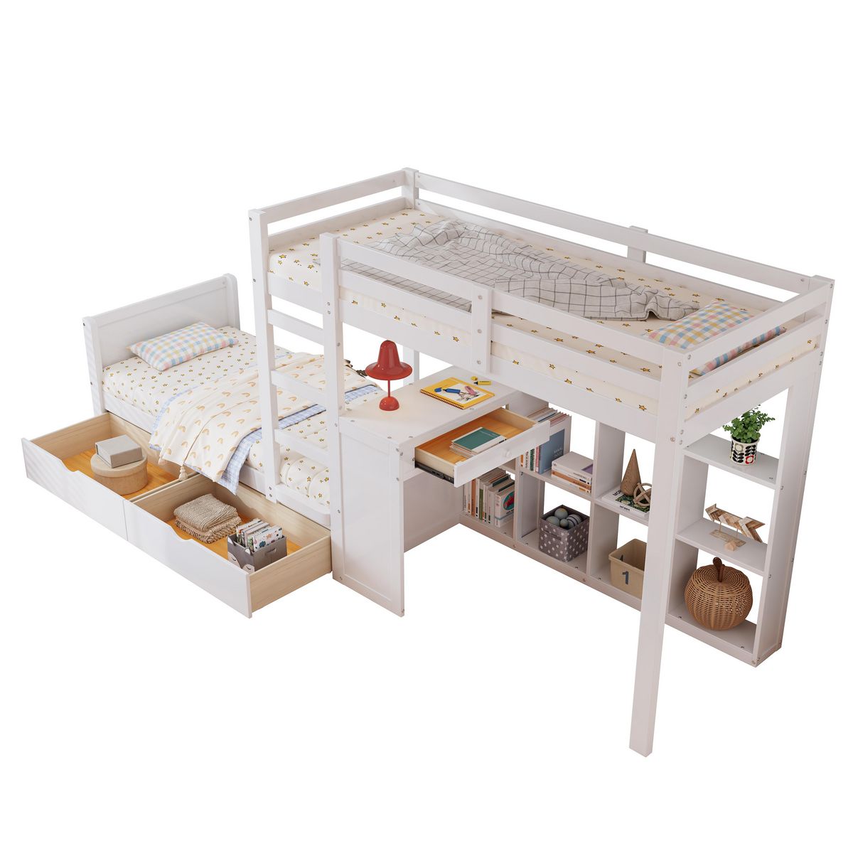 MERAX Lit superposé 90x200cm bois et mdf coloris blanc