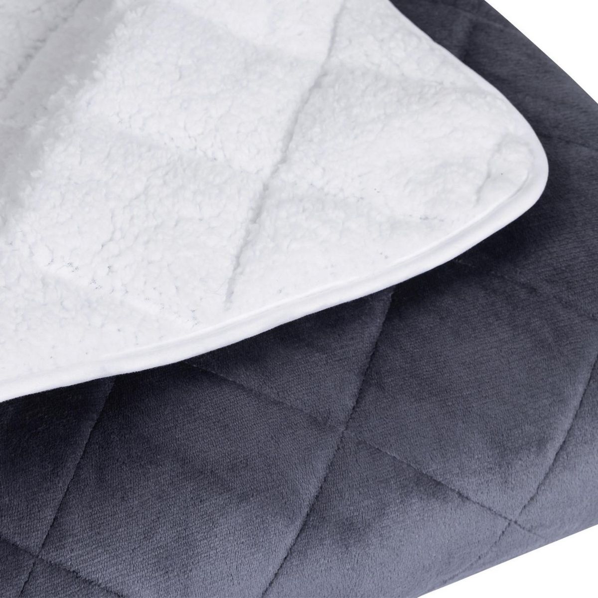 ID MARKET Couverture lestée 150x200 CM CELESTE biface polaire gris et blanc 7 kg