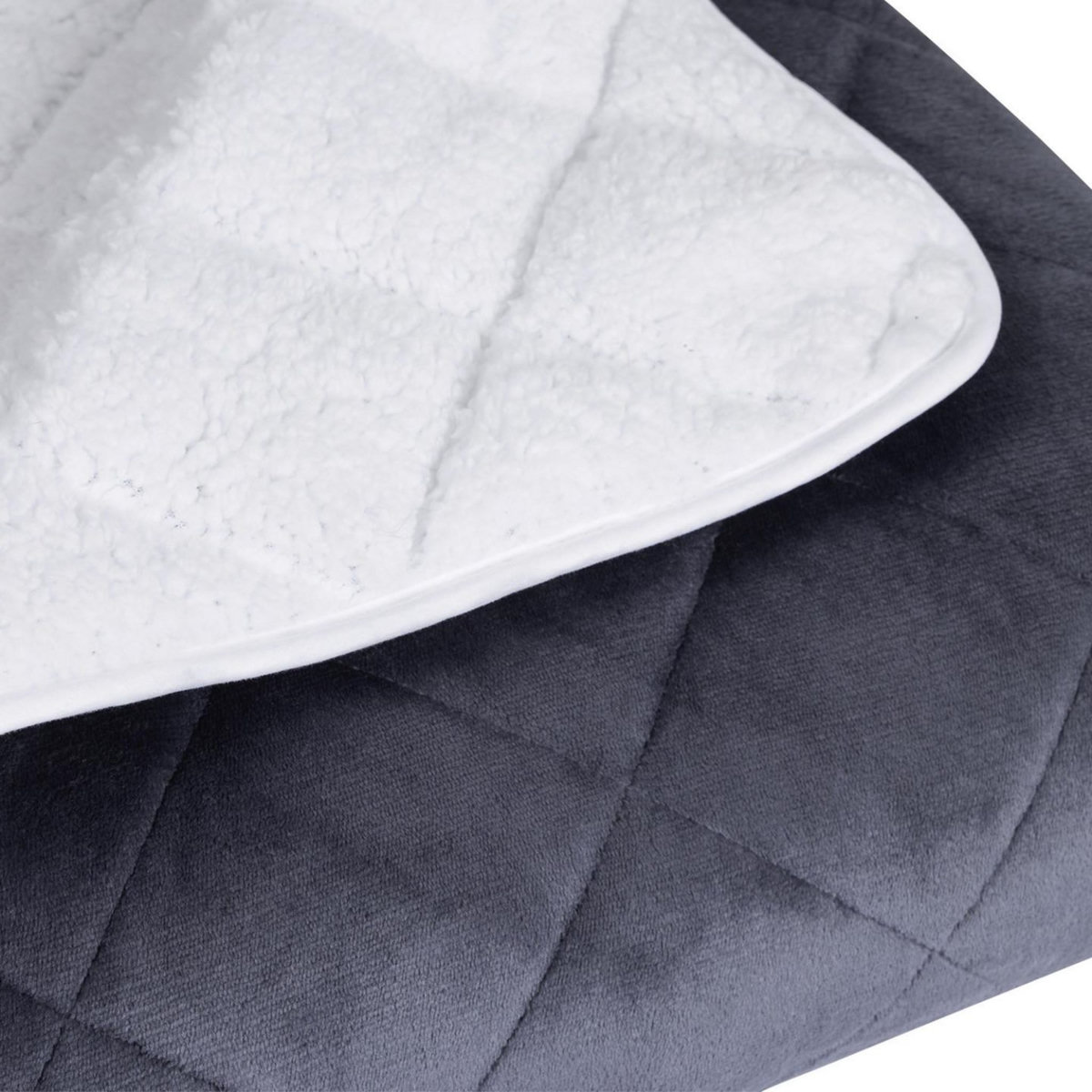 ID MARKET Couverture lestée 150x200 CM CELESTE biface polaire gris et blanc 7 kg