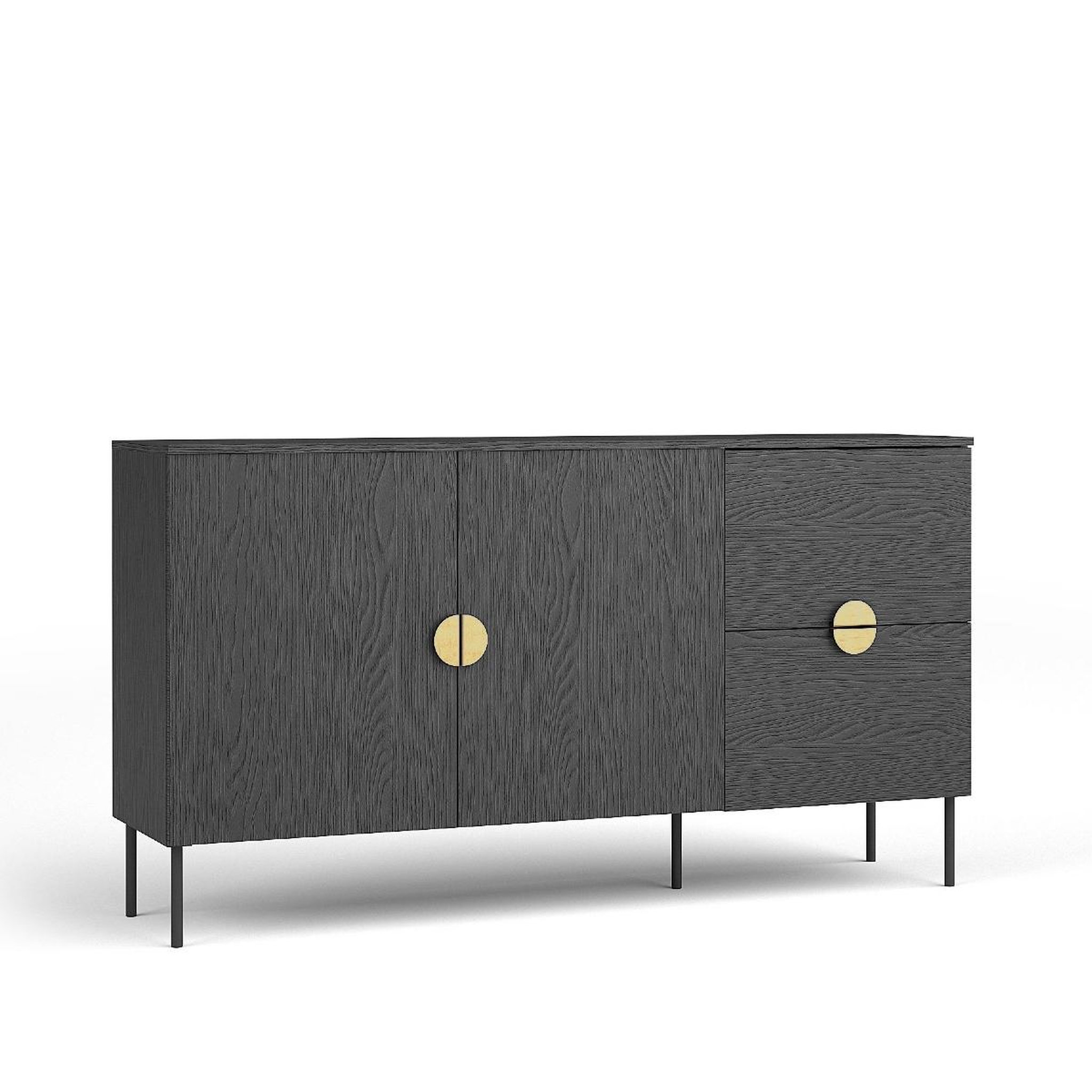 JLC KREATION Buffet bas noir et or 160cm dimitri