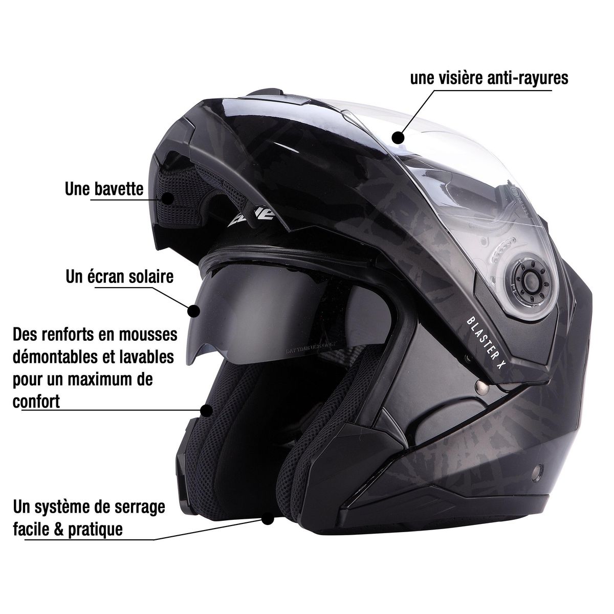 EOLE Casque de moto modulable Blaster X