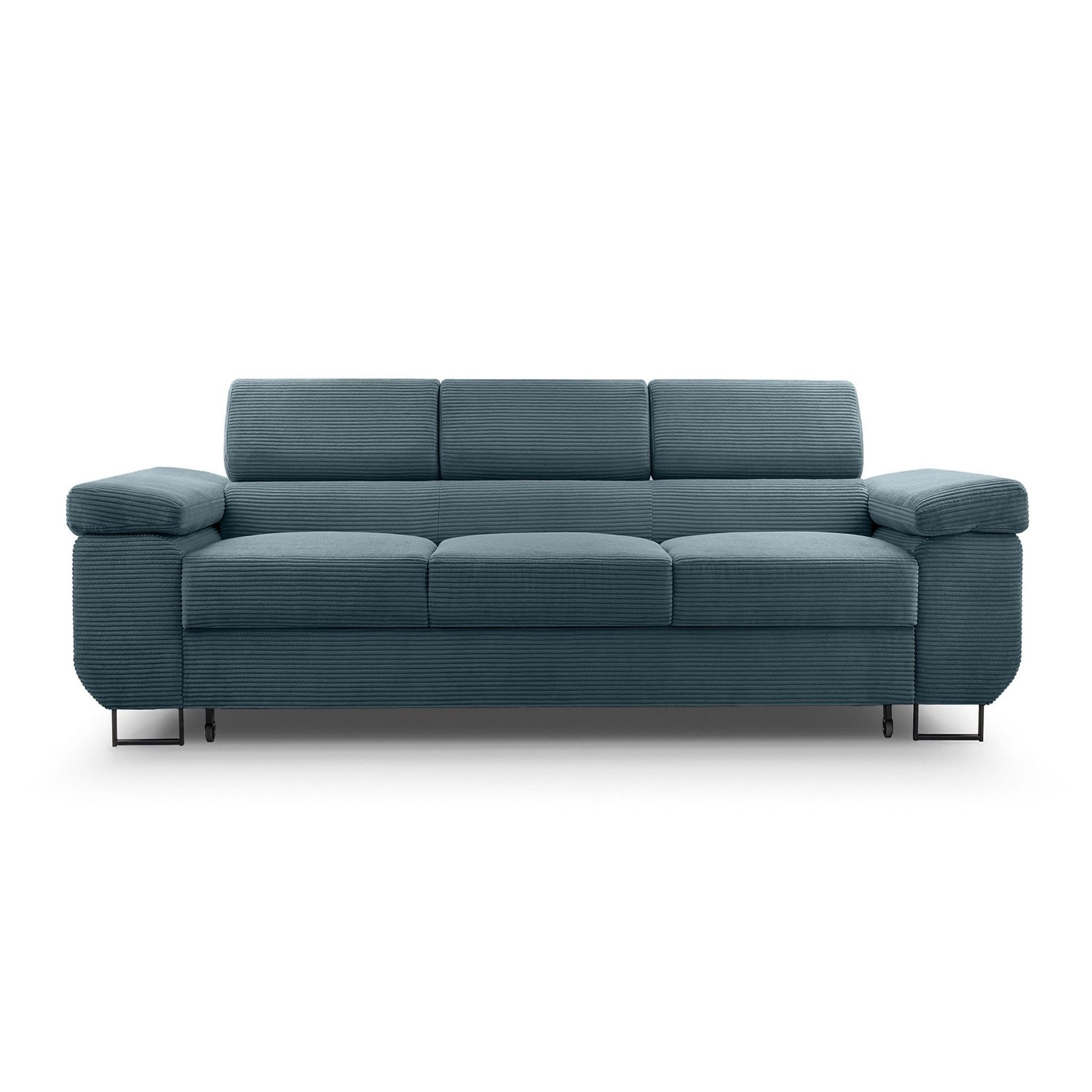 Voir la diapositive 5 : BEST MOBILIER Pablo - canapé 3 places - convertible avec têtières réglables - en velours côtelé