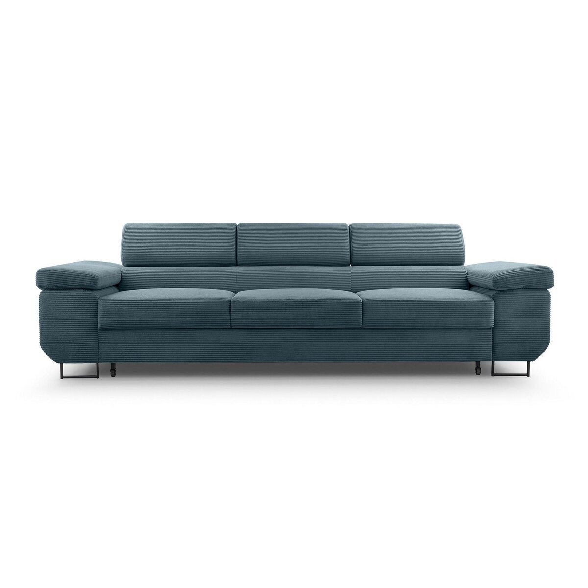 BEST MOBILIER Pablo - canapé 3 places - convertible avec têtières réglables - en velours côtelé