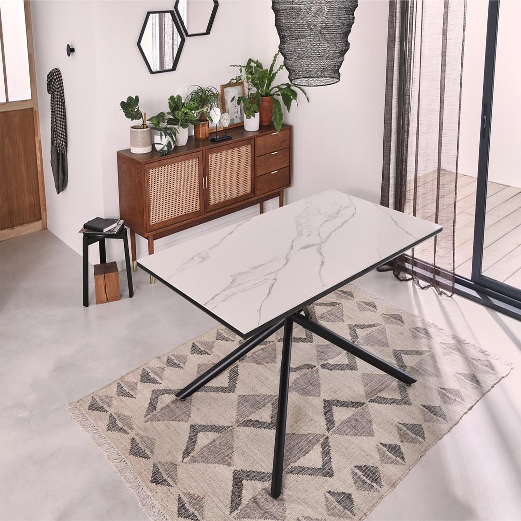 Voir la diapositive 5 : BEST MOBILIER Sullana - table à manger extensible - effet marbre - 4 à 6 personnes