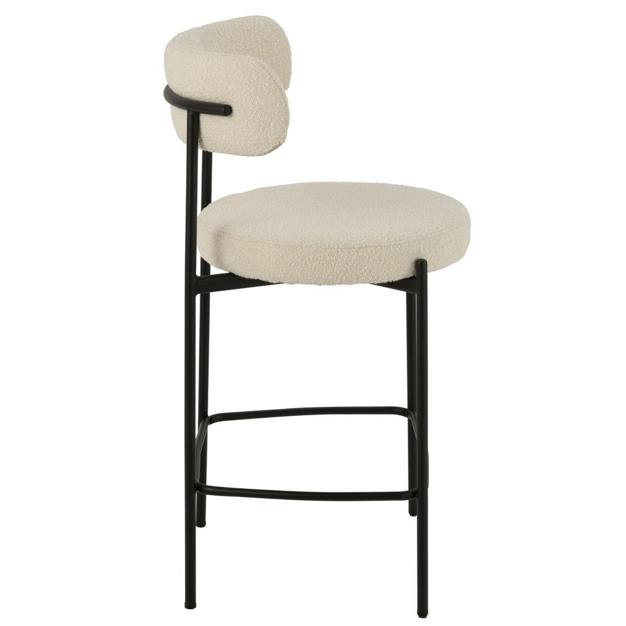 Voir la diapositive 3 : J-LINE Chaise de bar en tissu bouclé  aldo  97cm blanc