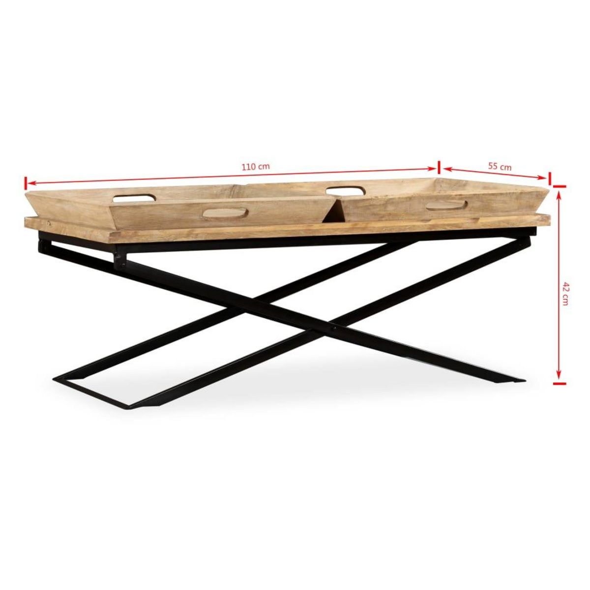 VIDAXL Table basse Bois de manguier massif 110x55x42 cm