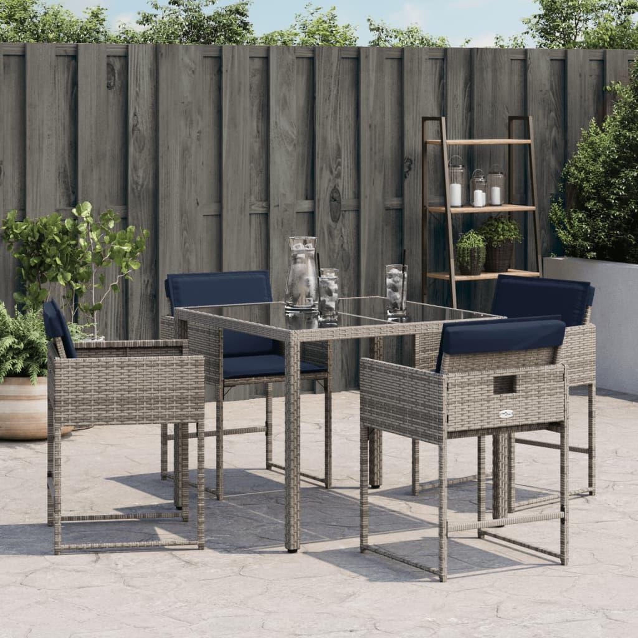 Voir la diapositive 4 : VIDAXL Chaises de jardin avec coussins lot de 4 gris resine tressee