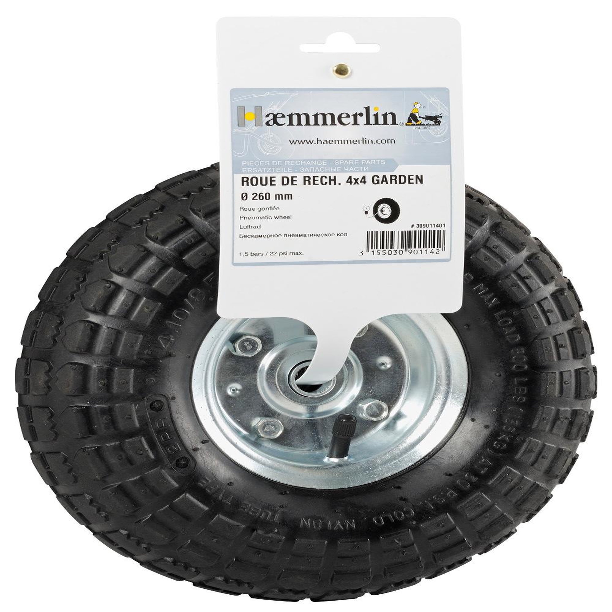 Haemmerlin Roue gonflée pf 27 ø 270 mm - jante métal flasque