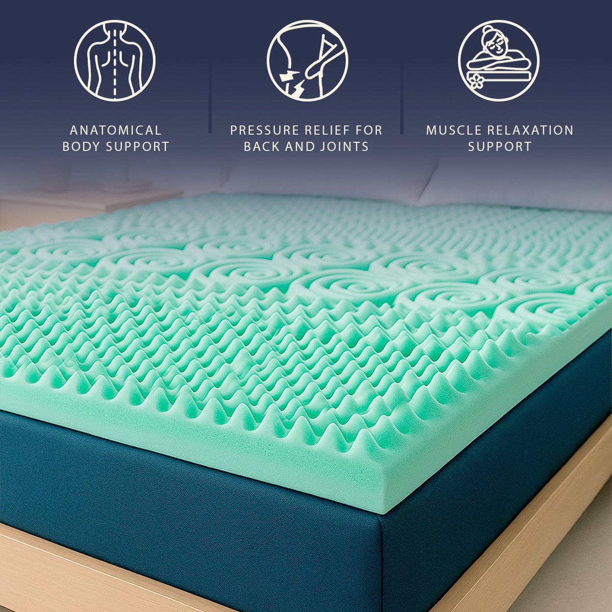 Voir la diapositive 2 : THE WHITE STONE Surmatelas 80x190 en Mémoire de Forme Breeze à 9 Zones Différenciées | Hauteur 5 cm | Correcteur de Matelas Ergonomique & Déhoussable | Tissu Polar Hypoallergénique & Rafraîchissant | Made in Italy