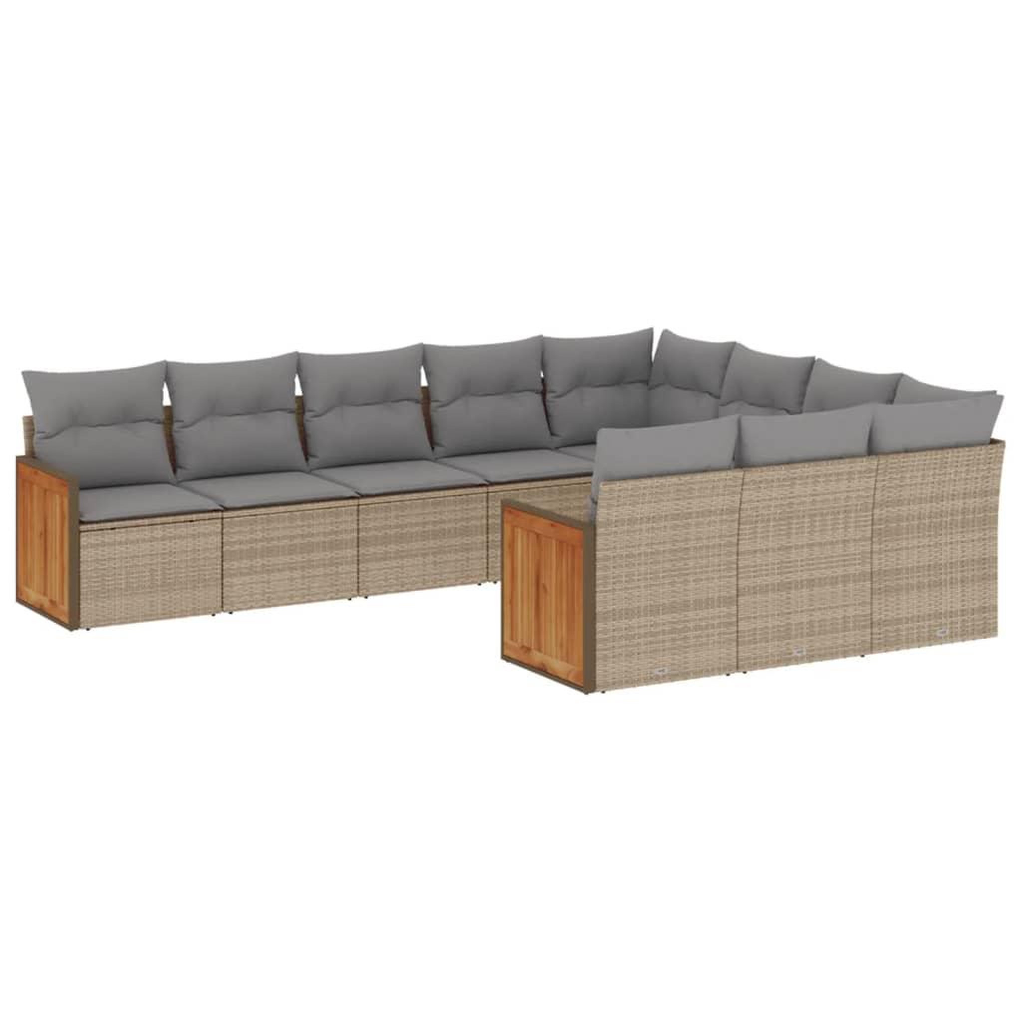 Voir la diapositive 2 : VIDAXL Salon de jardin avec coussins 10 pcs beige resine tressee