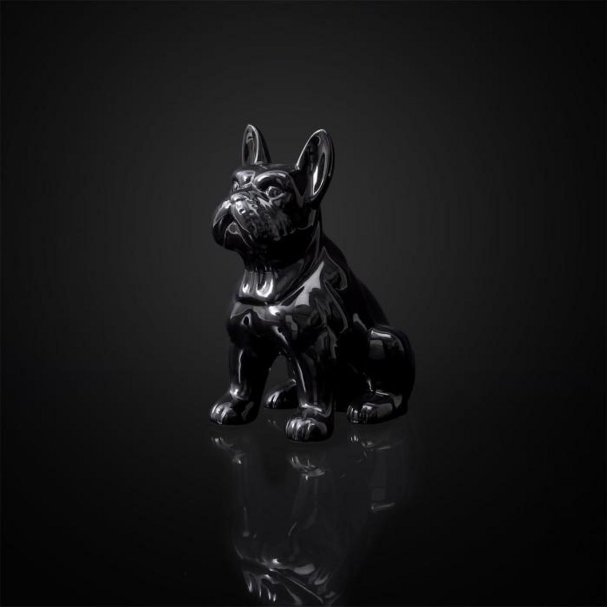 Paris Prix Statuette Déco en Céramique  Bulldog  20cm Noir