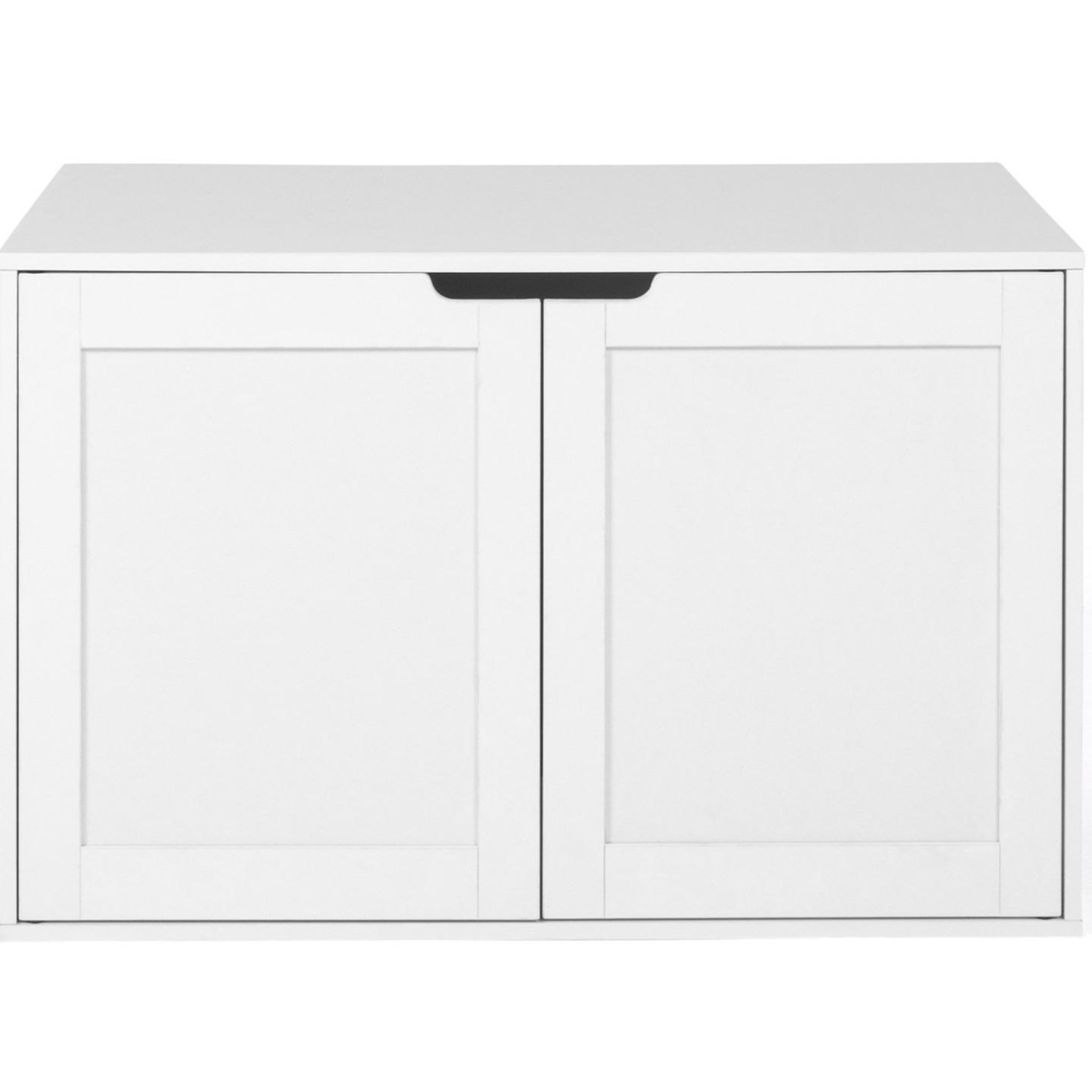 Voir la diapositive 3 : ID MARKET Maison de toilette chat cache-litière avec doubles portes blanc