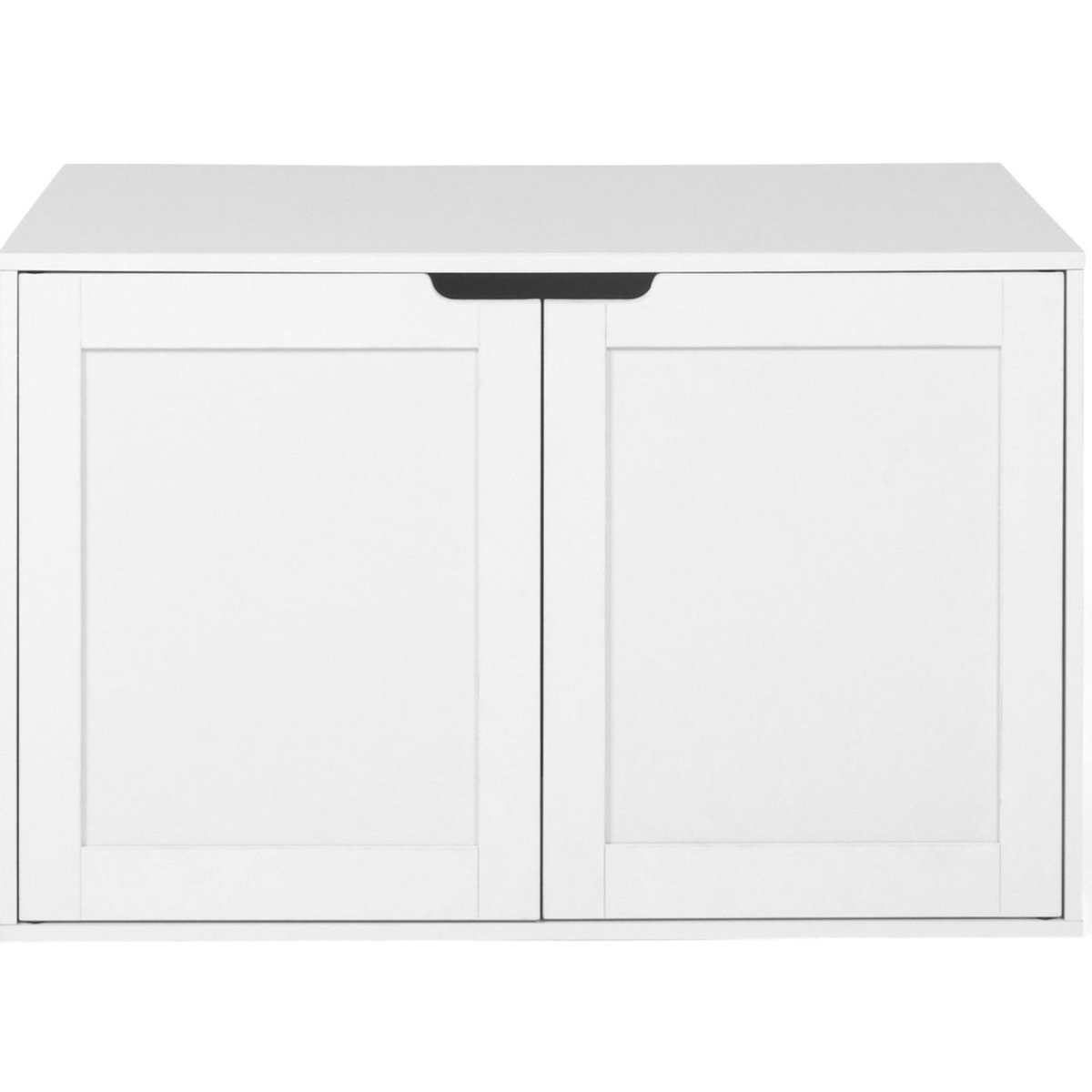 ID MARKET Maison de toilette chat cache-litière avec doubles portes blanc