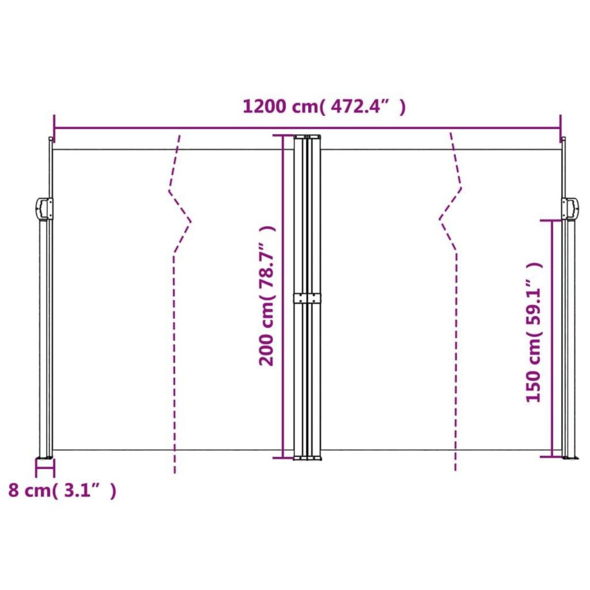 VIDAXL Auvent lateral retractable blanc 200x1200 cm