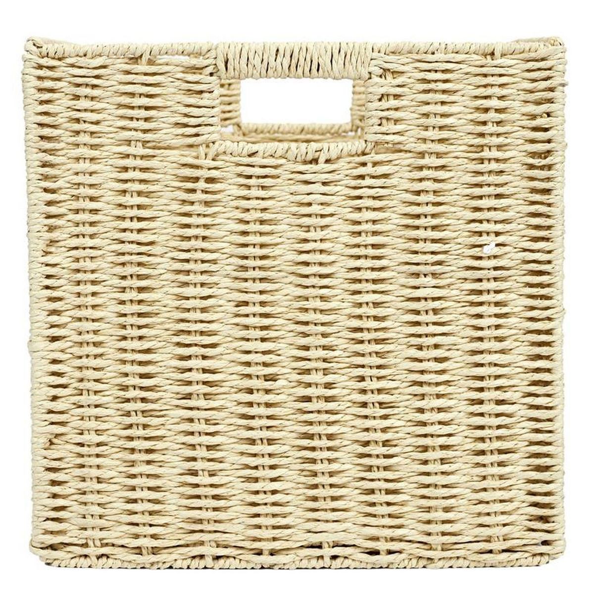 TOILINUX Cube de rangement tressé pliable - 30 x 30 cm - Beige