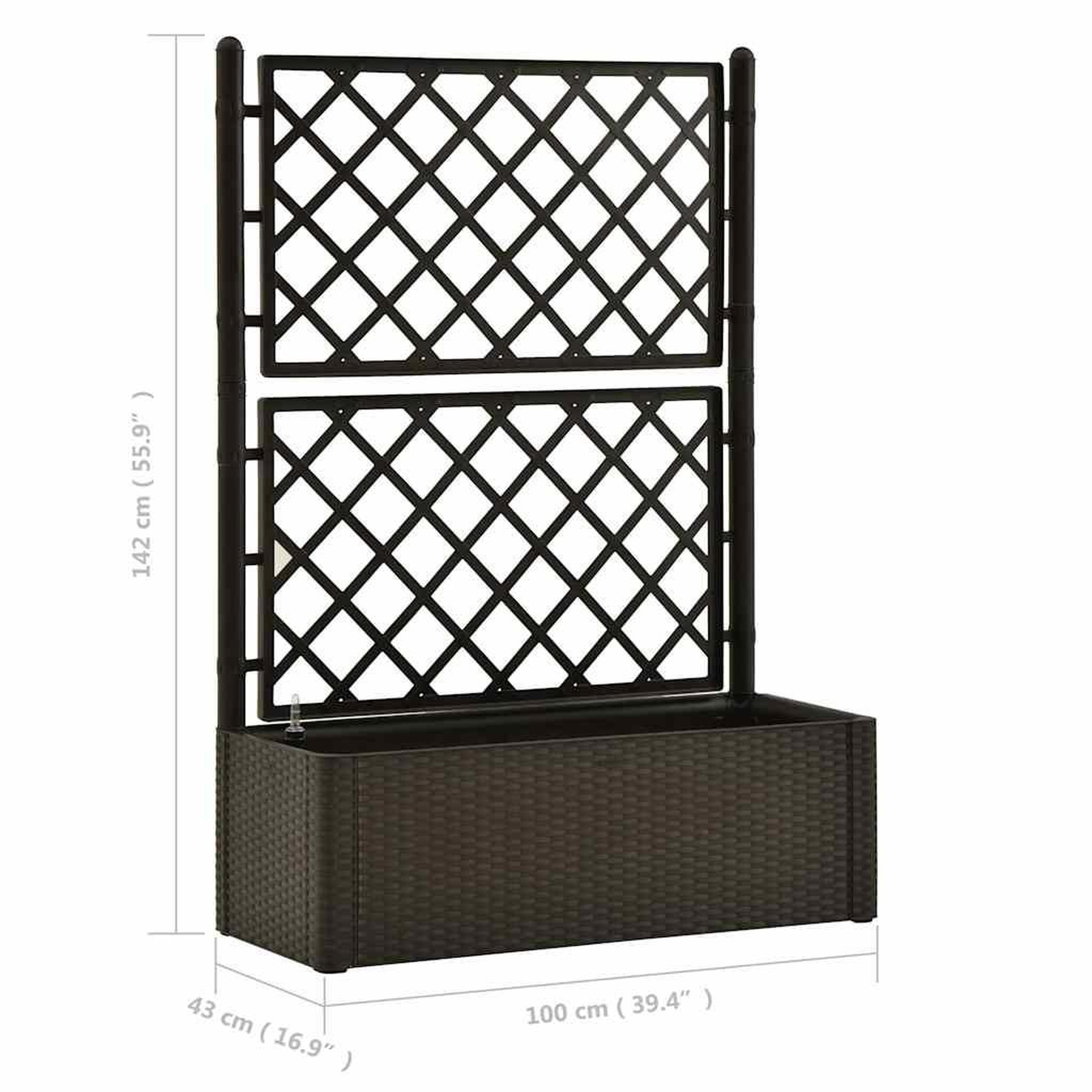 Voir la diapositive 3 : VIDAXL Lit sureleve de jardin et treillis et systeme d'arrosage Moka